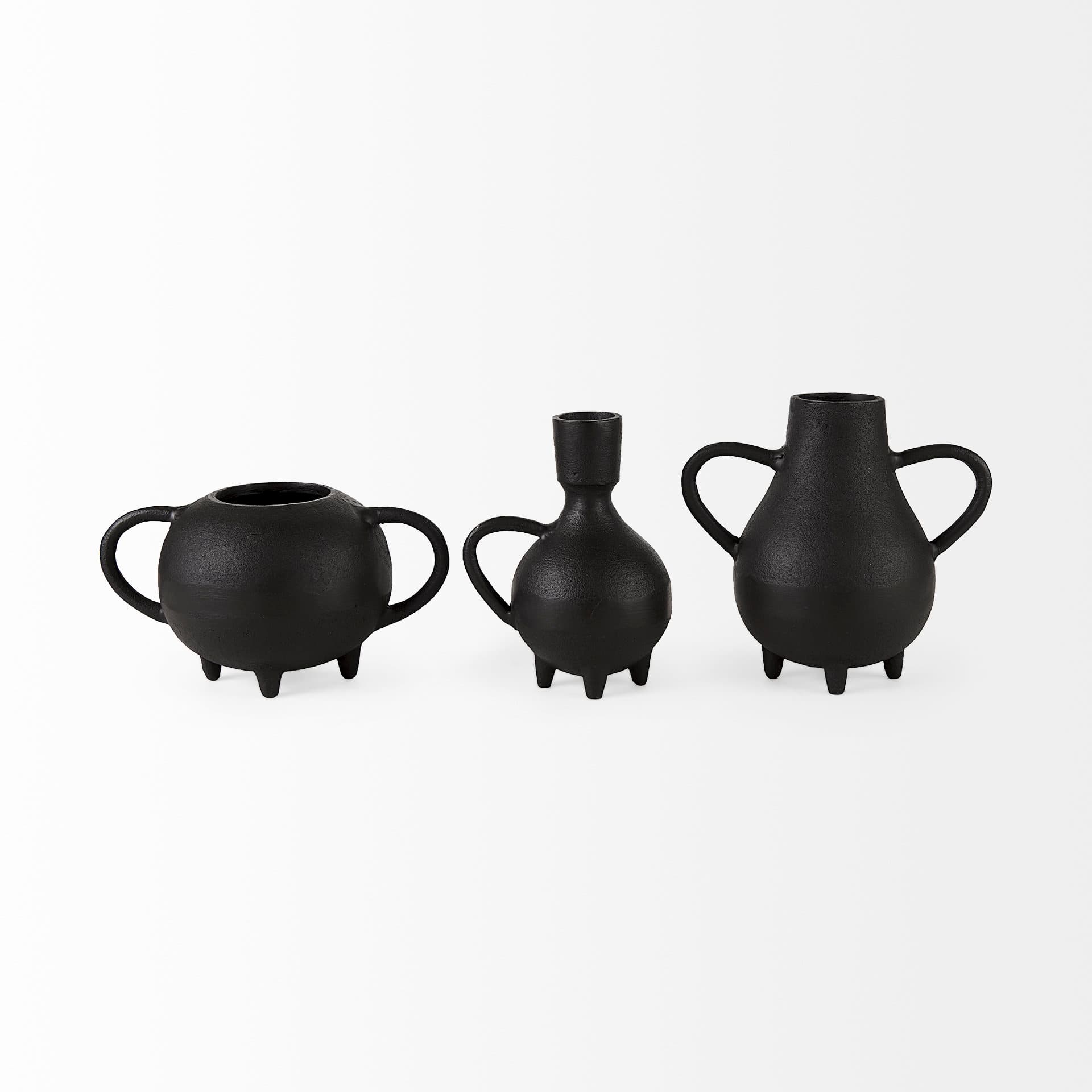 Cyrus Black Two handled Vase Decorative Object — product photograph
