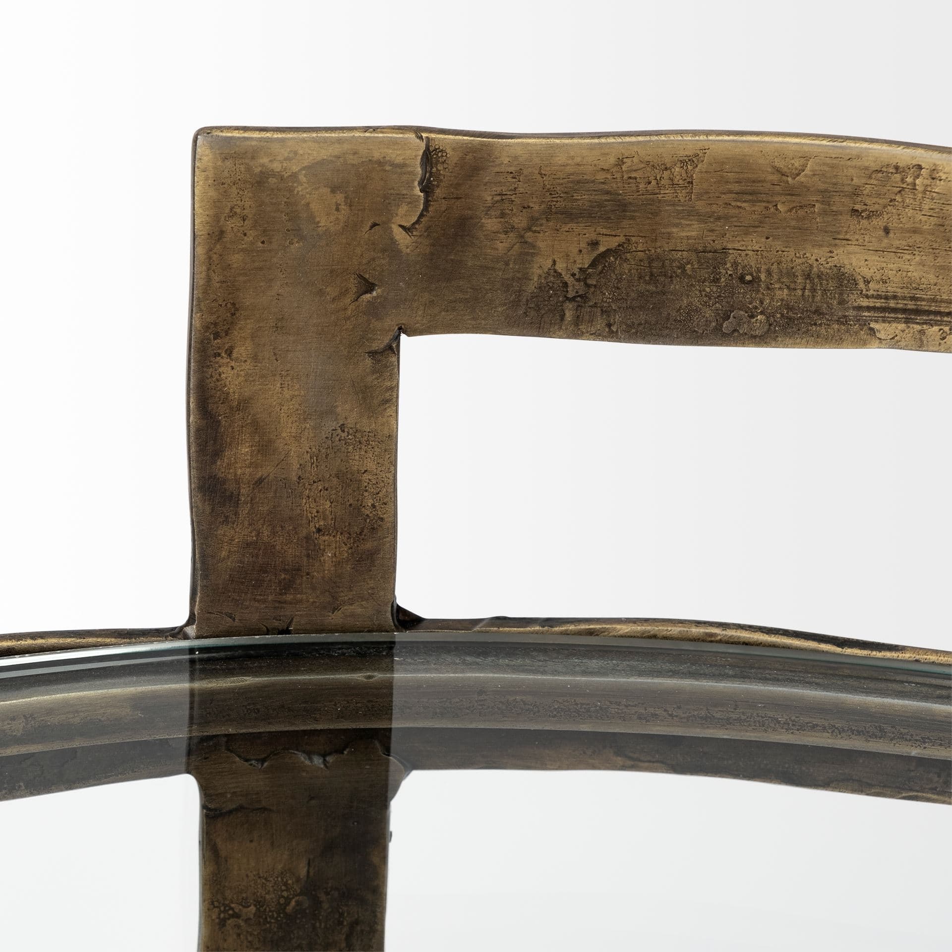 Reimer 15L x 15W Gold Round Glass Top W/Metal Frame Accent Table — product photograph