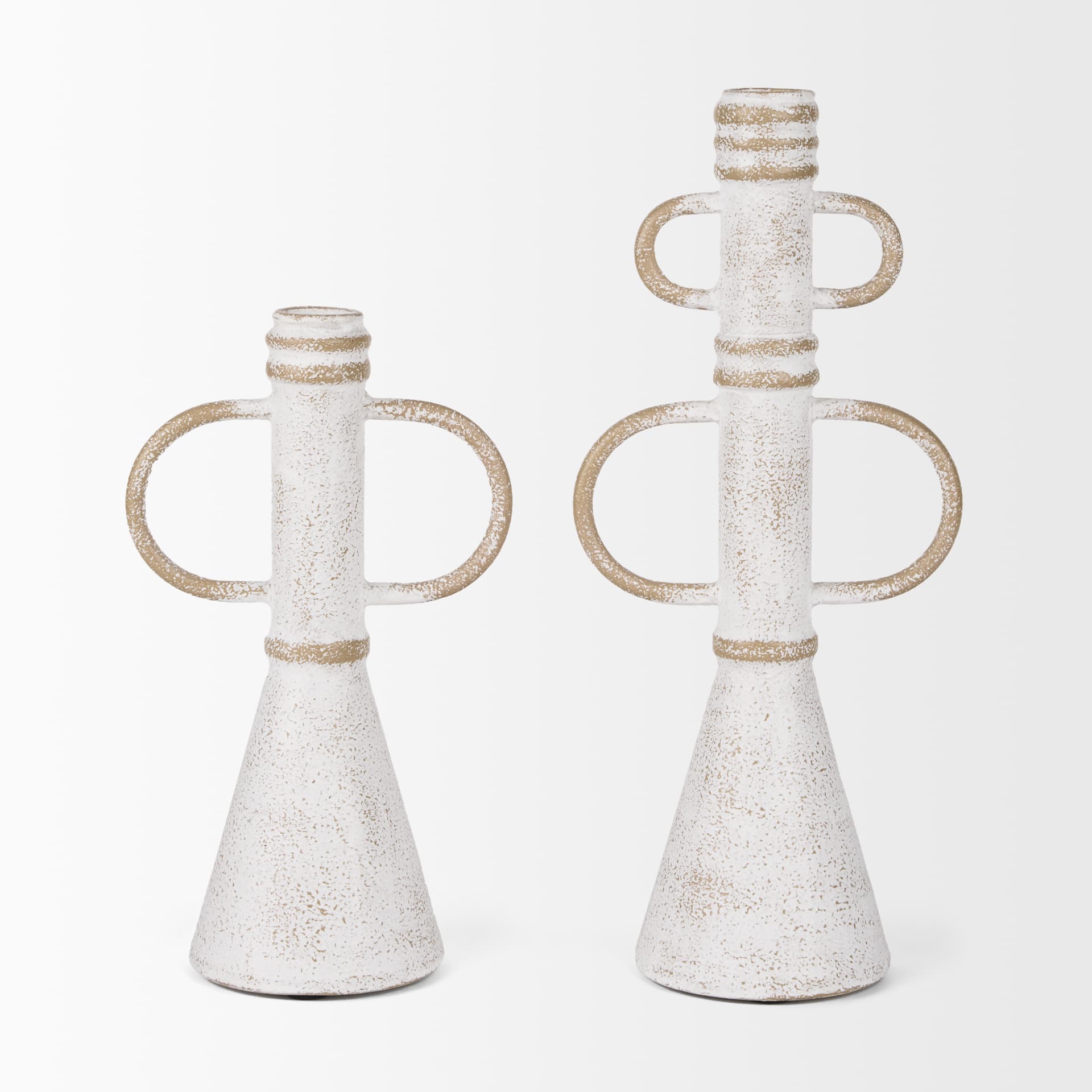 Ziva Large Distressed White Metal Sculptural Object — product photograph