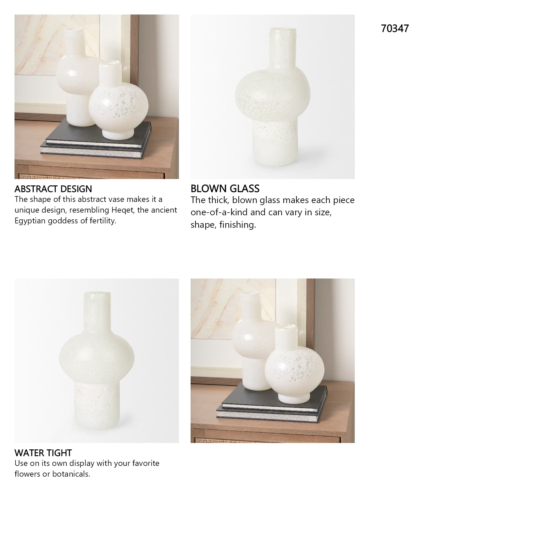 Heket Tall White Glass Vase — in a styled room