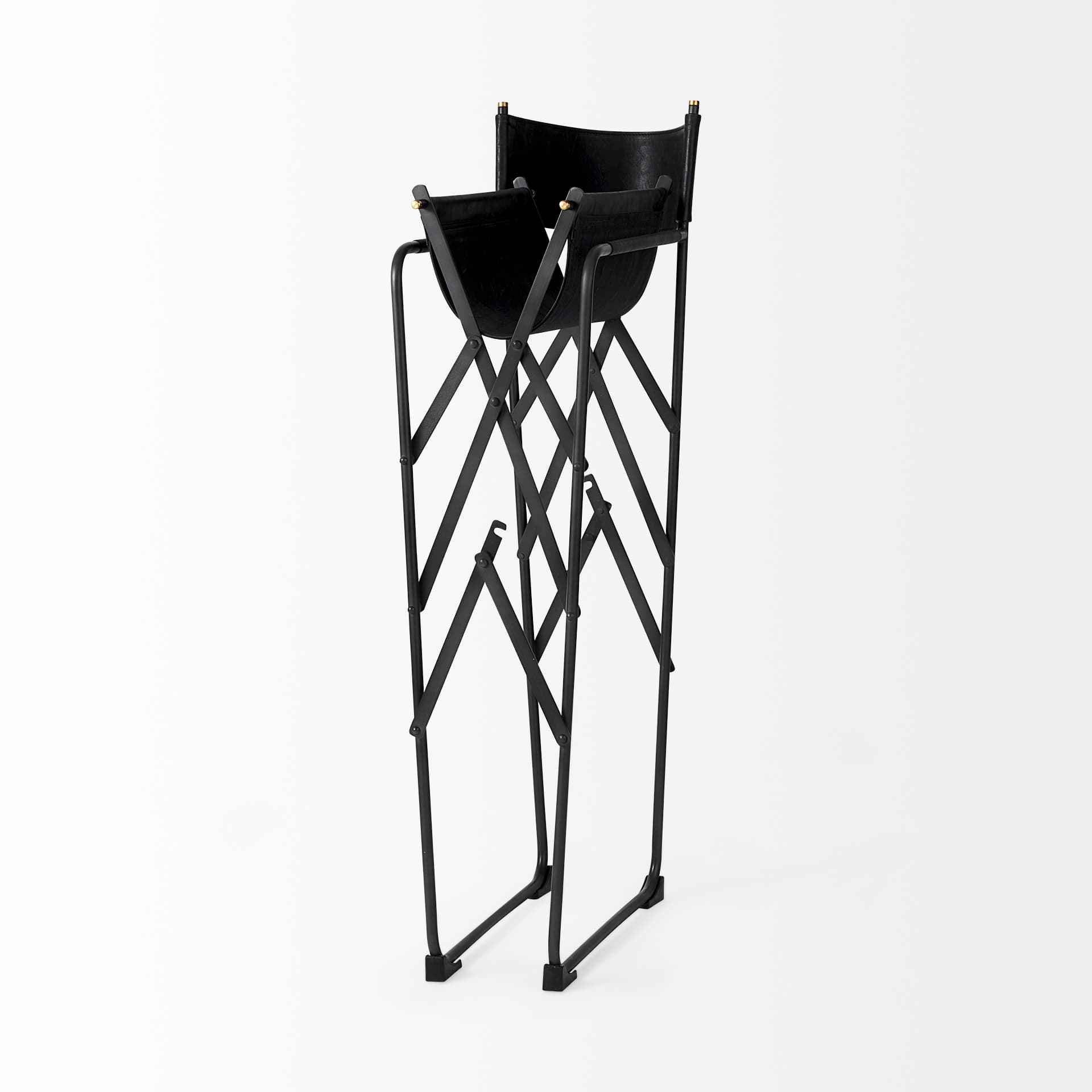 Direttore Backless 44.1in Seat Bar Stool | Black Leather w/ Black Iron — product photograph