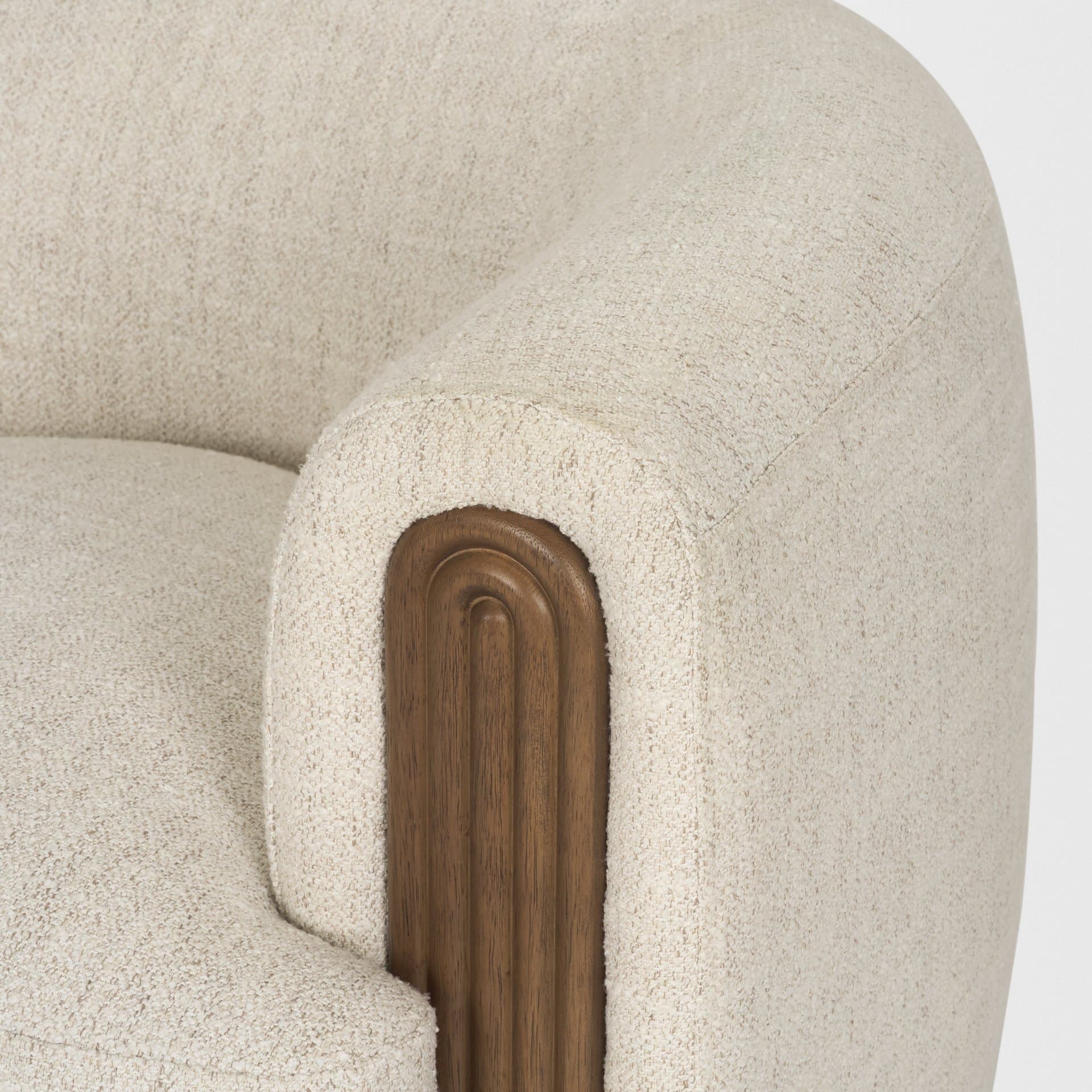 Kornelia Soft Oatmeal Fabric Barrel Accent Chair — product photograph
