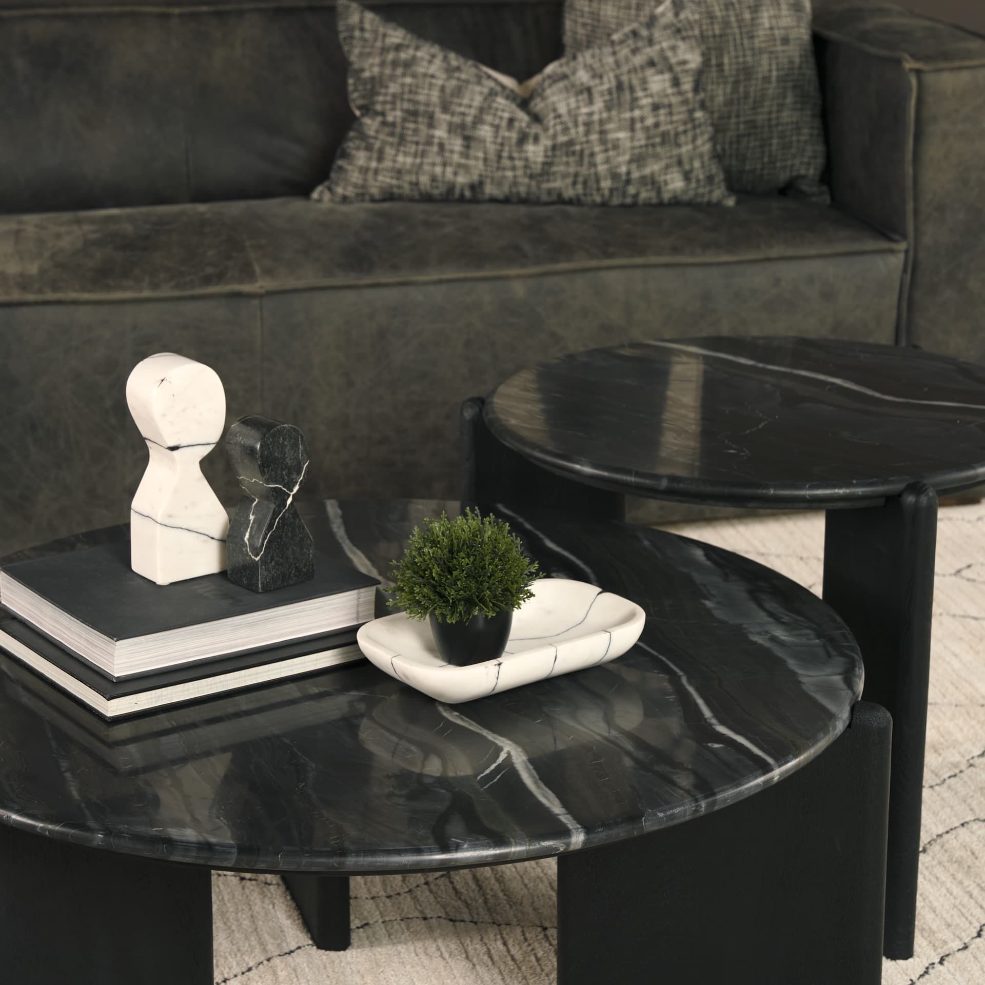 Rumer Black Wood w/ Black Marble Coffee Table — product photograph