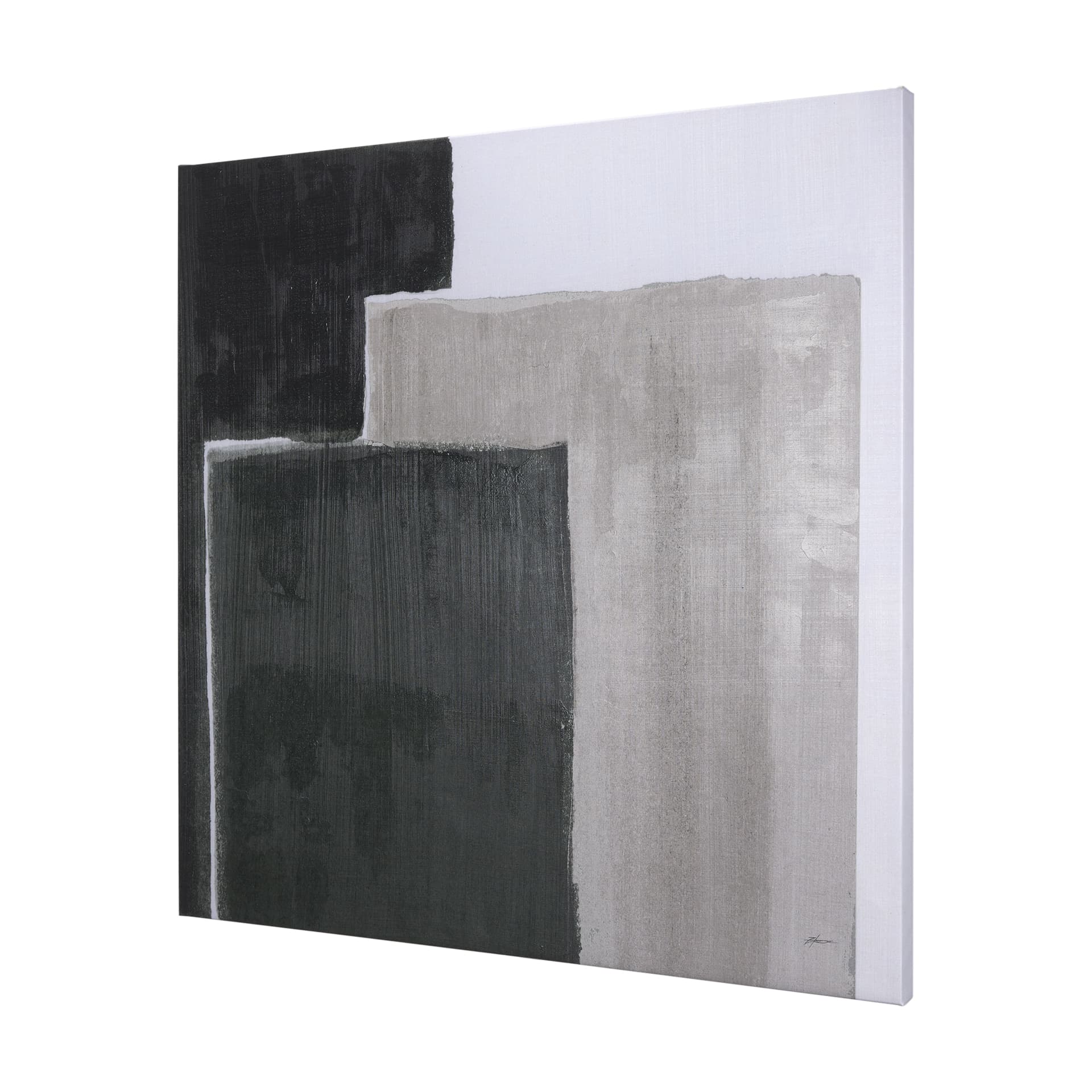 Block I by Mercana Studio a Hand Embellished Textured Canvas — product photograph
