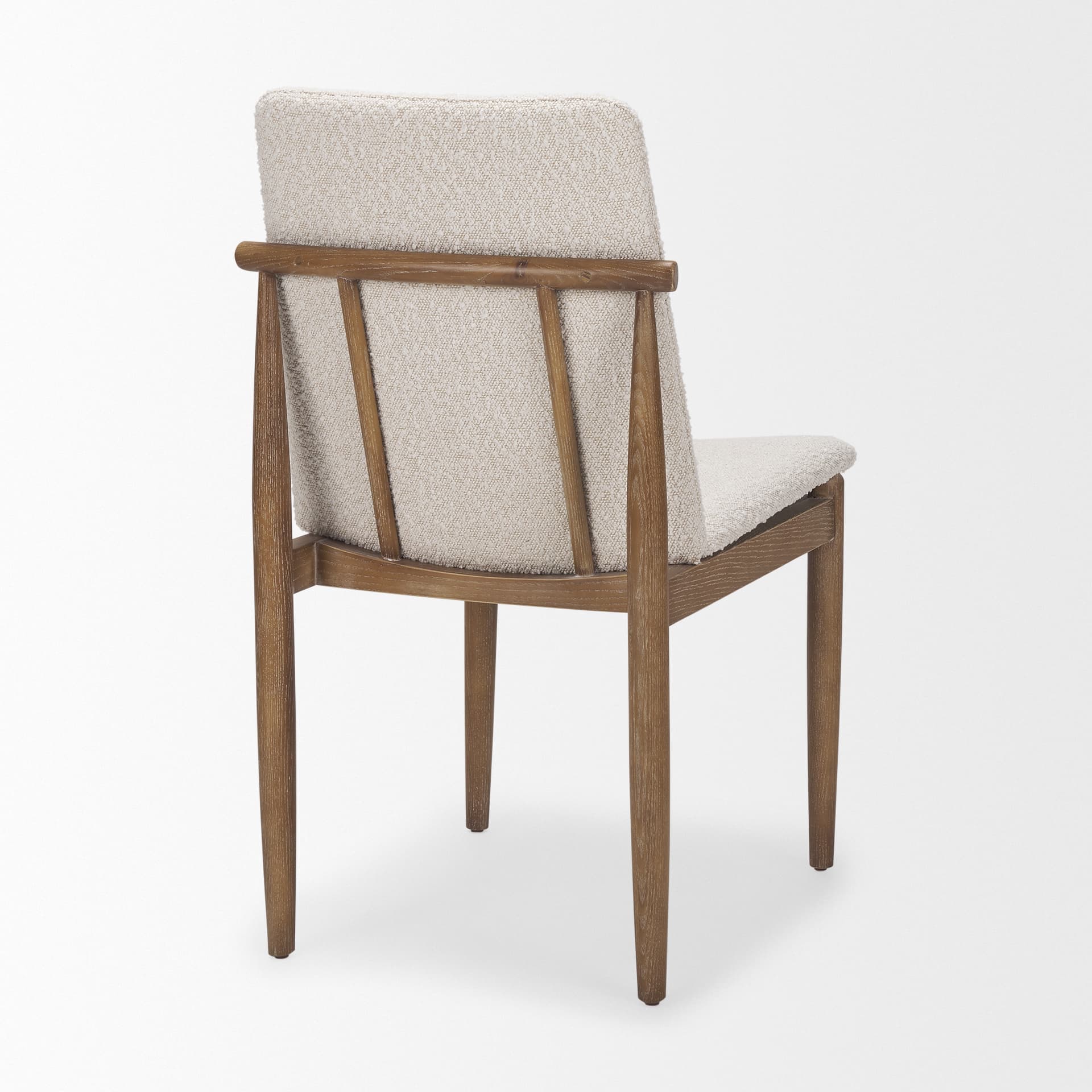 Cavett Curved Back Dining Side Chair | Cream Boucle w/ Wood — product photograph