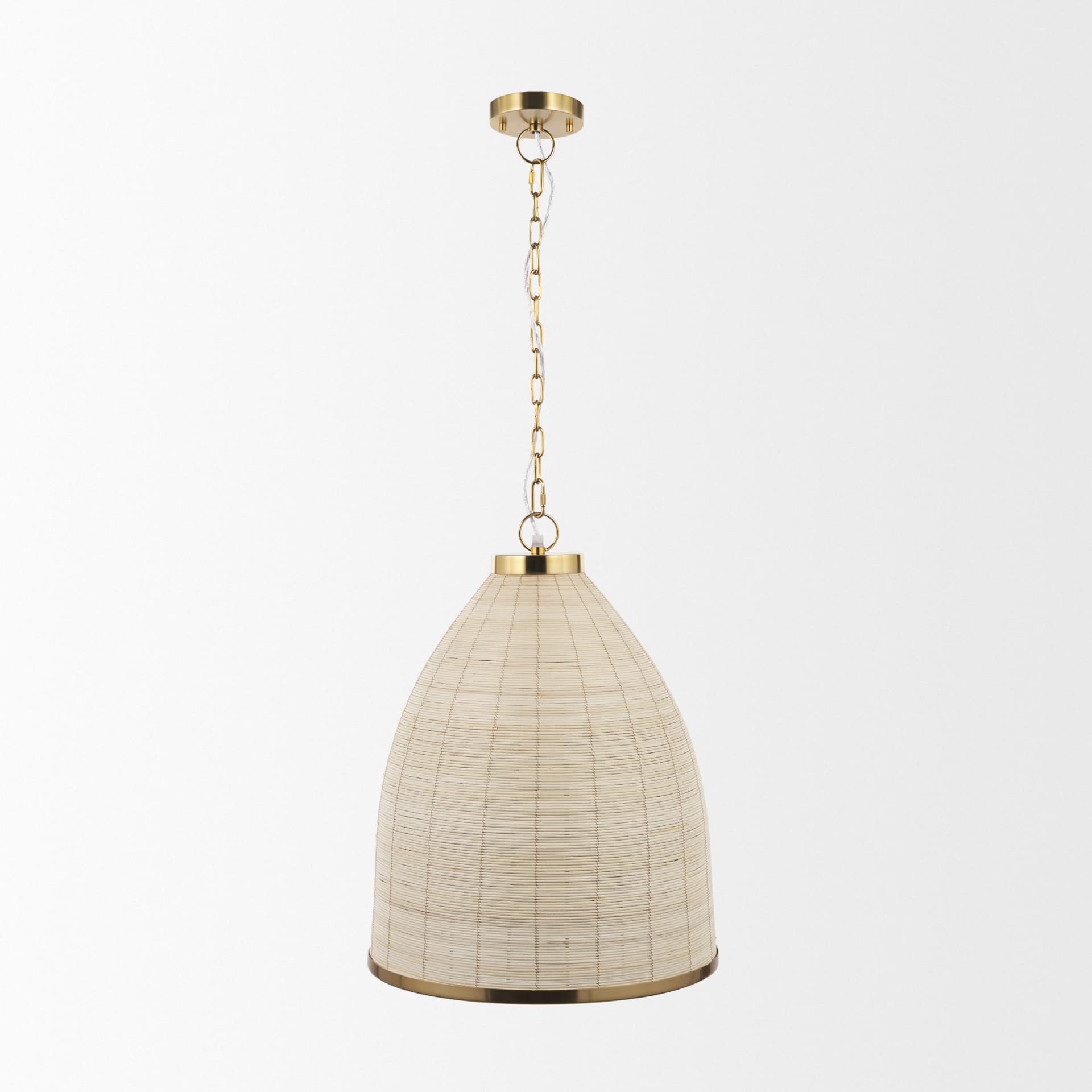 Saliha Cane w/ Brass Metal Pendant Light — product photograph