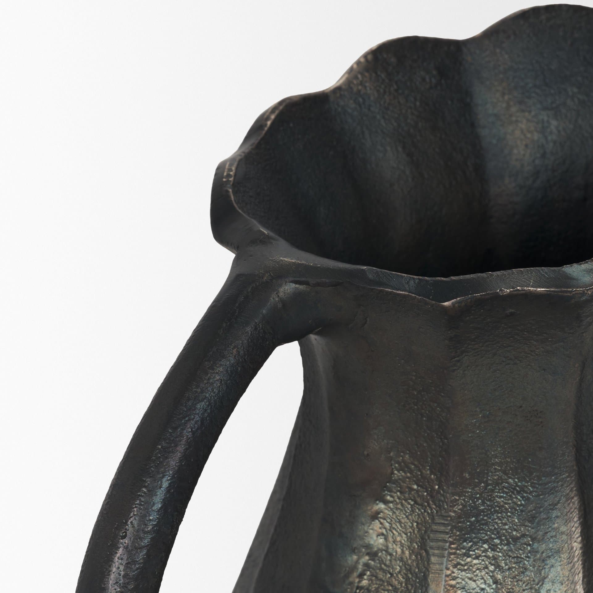 Anya Matte Black Scalloped Petal Cast Metal Jug — product photograph
