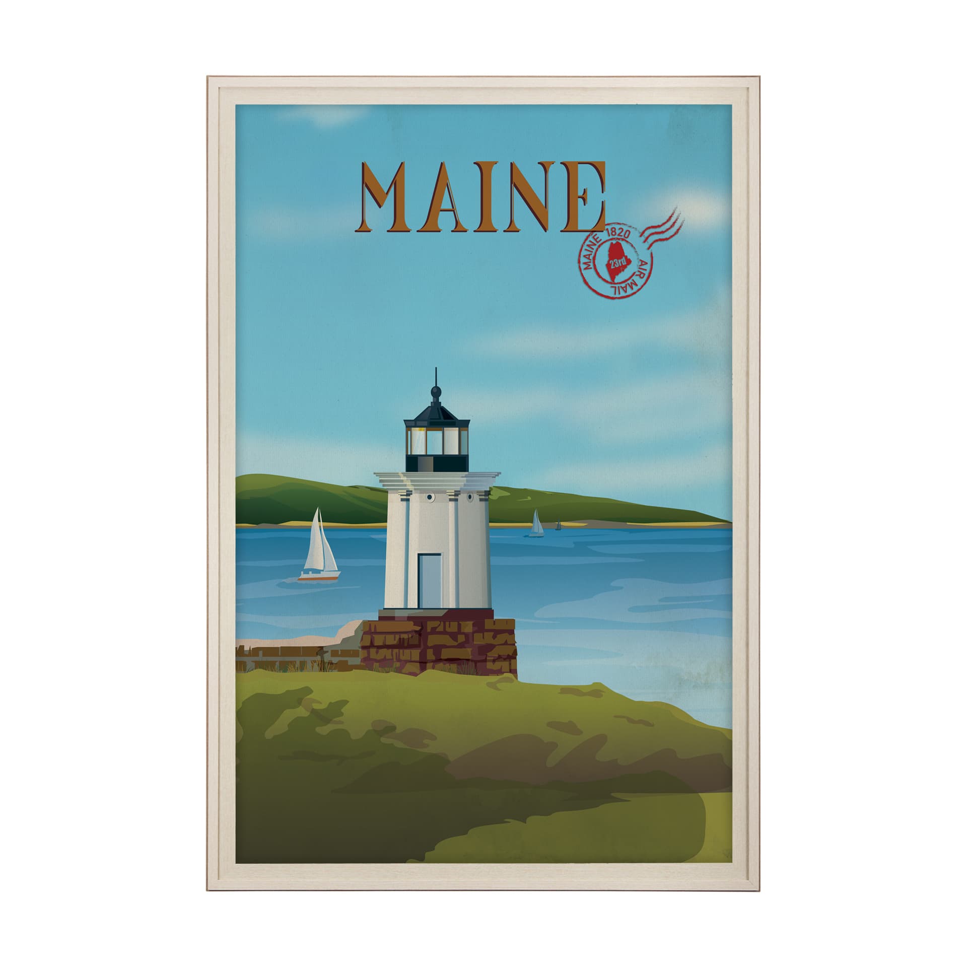 Maine GO (XL) by Mercana Studio Hand Embelished Framed Artwork Matted under Glass — product photograph