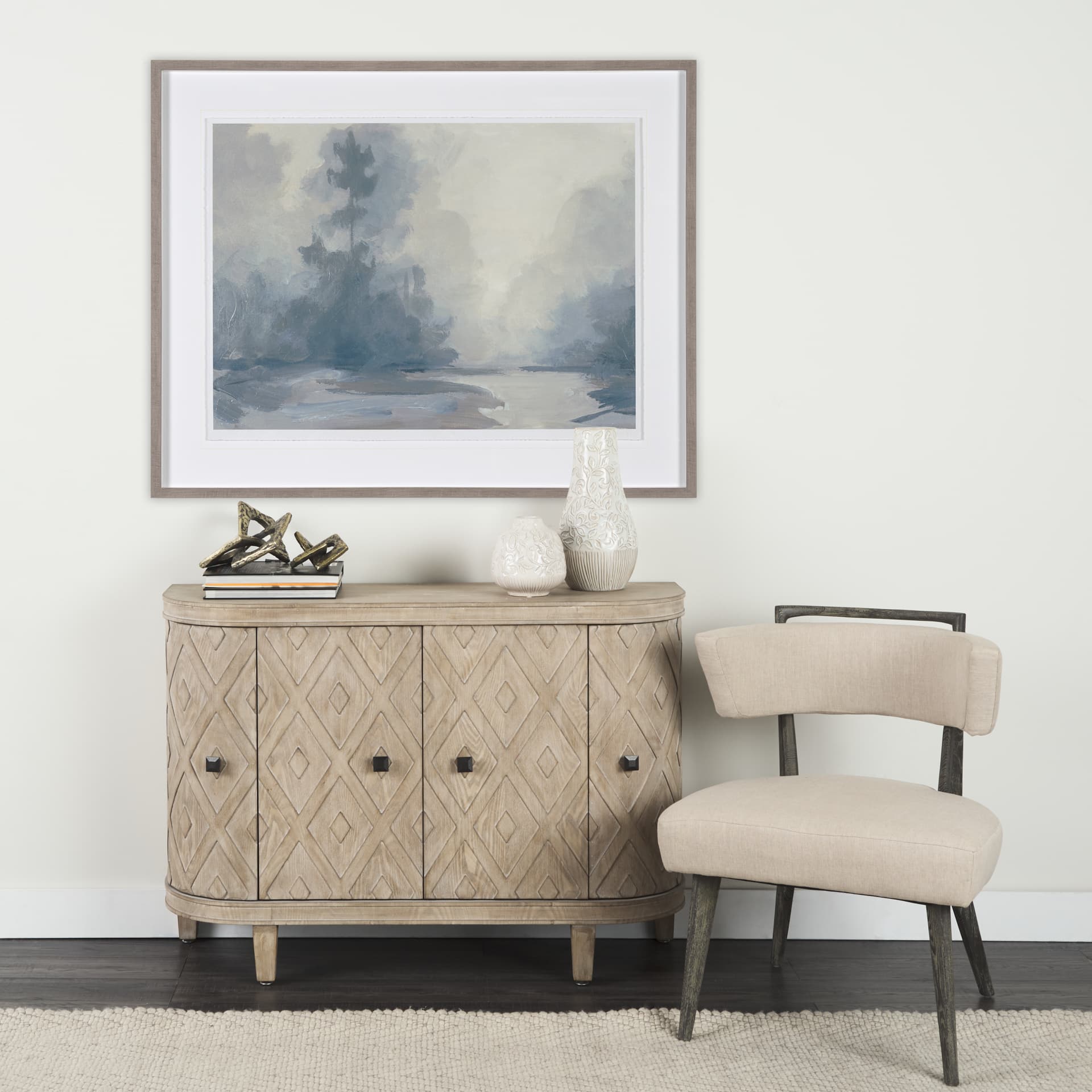Morning Light II by Mercana Studio a Hand Embellished Textured Framed Art Print Matted under Glass — in a styled room