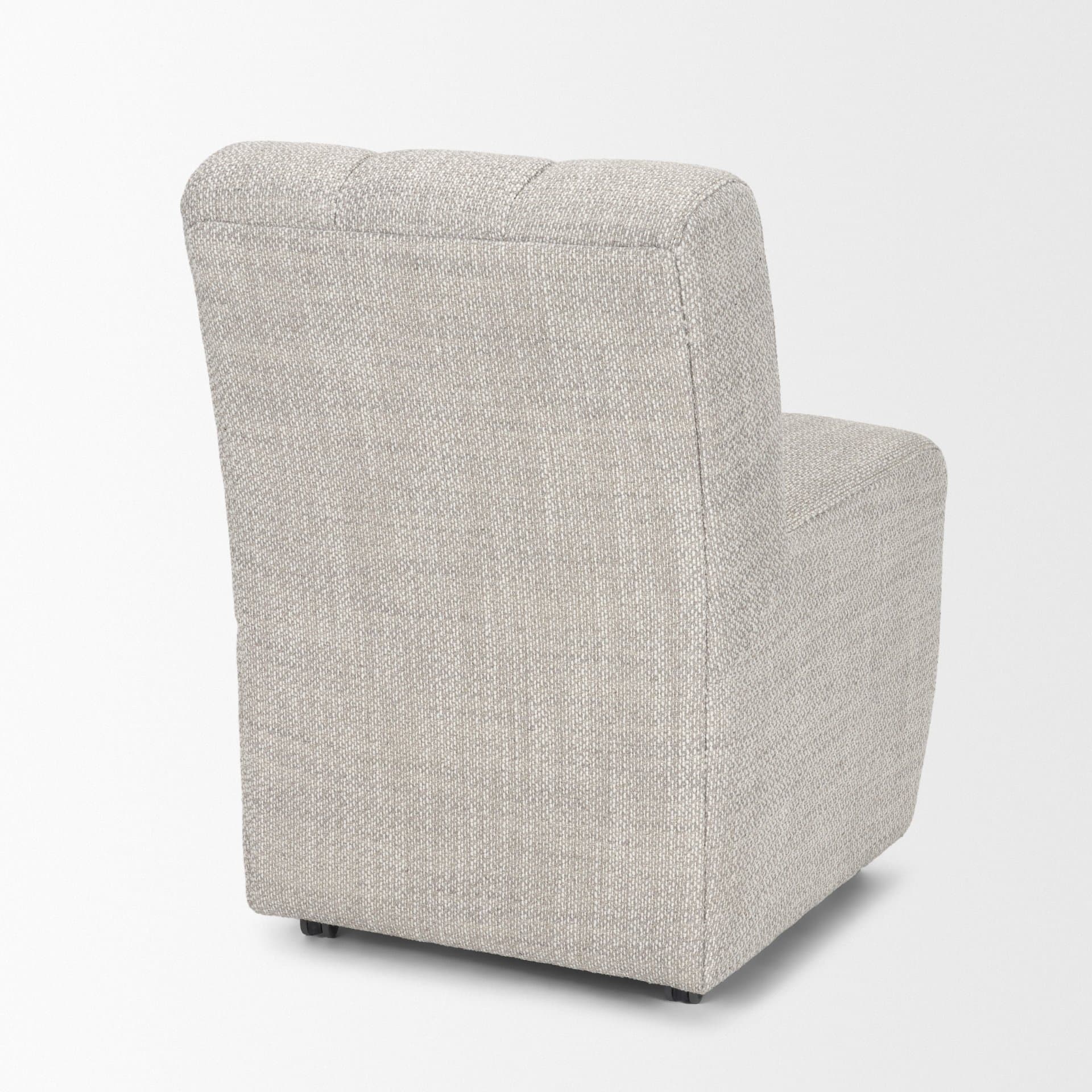 Wilkins Barrel Back Dining Arm Chair | Gray Fabric w/ Wood — product photograph