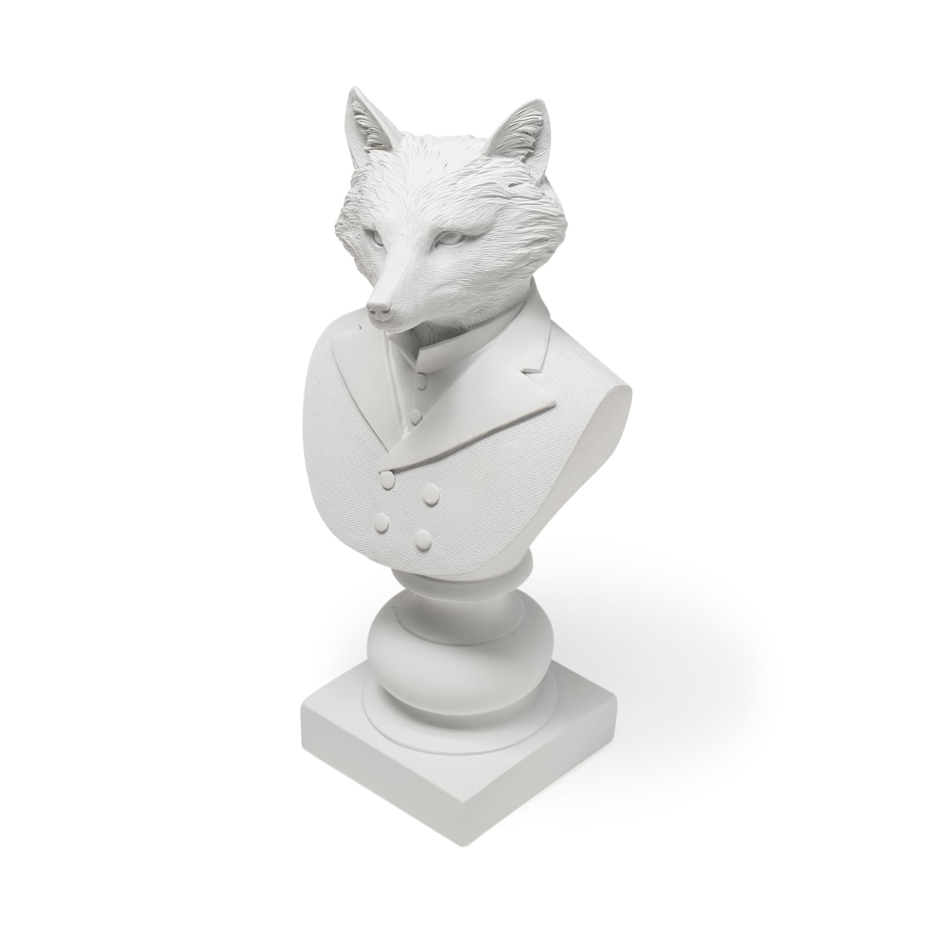Murray 13H White Painted Resin Fox in a Suit Bust — product photograph