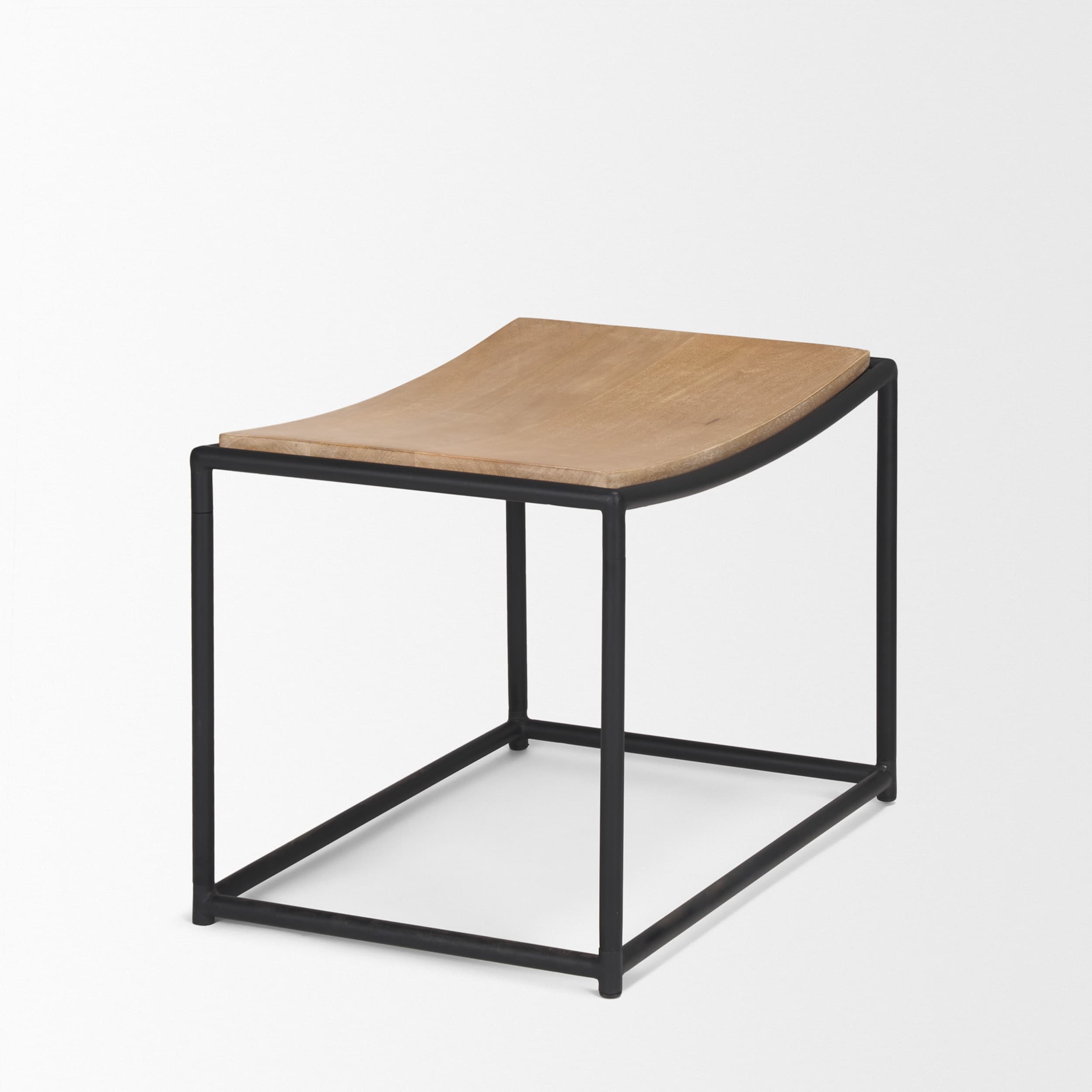 Taniel Light Brown Wood w/ Black Metal Stool — product photograph