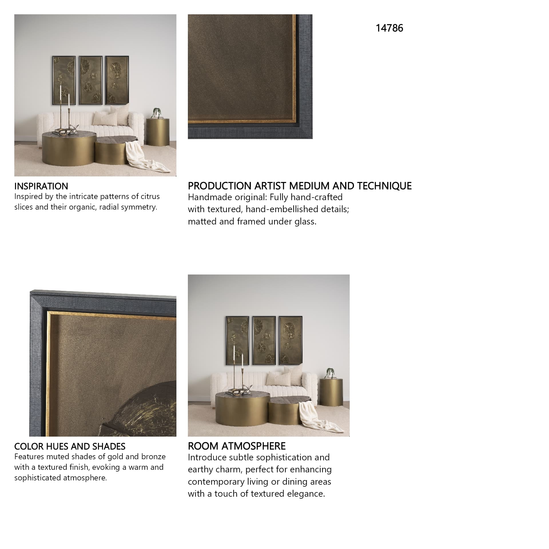 The Bronze Spark II by Studio M a handmade Original Framed Artwork under Glass — in a styled room