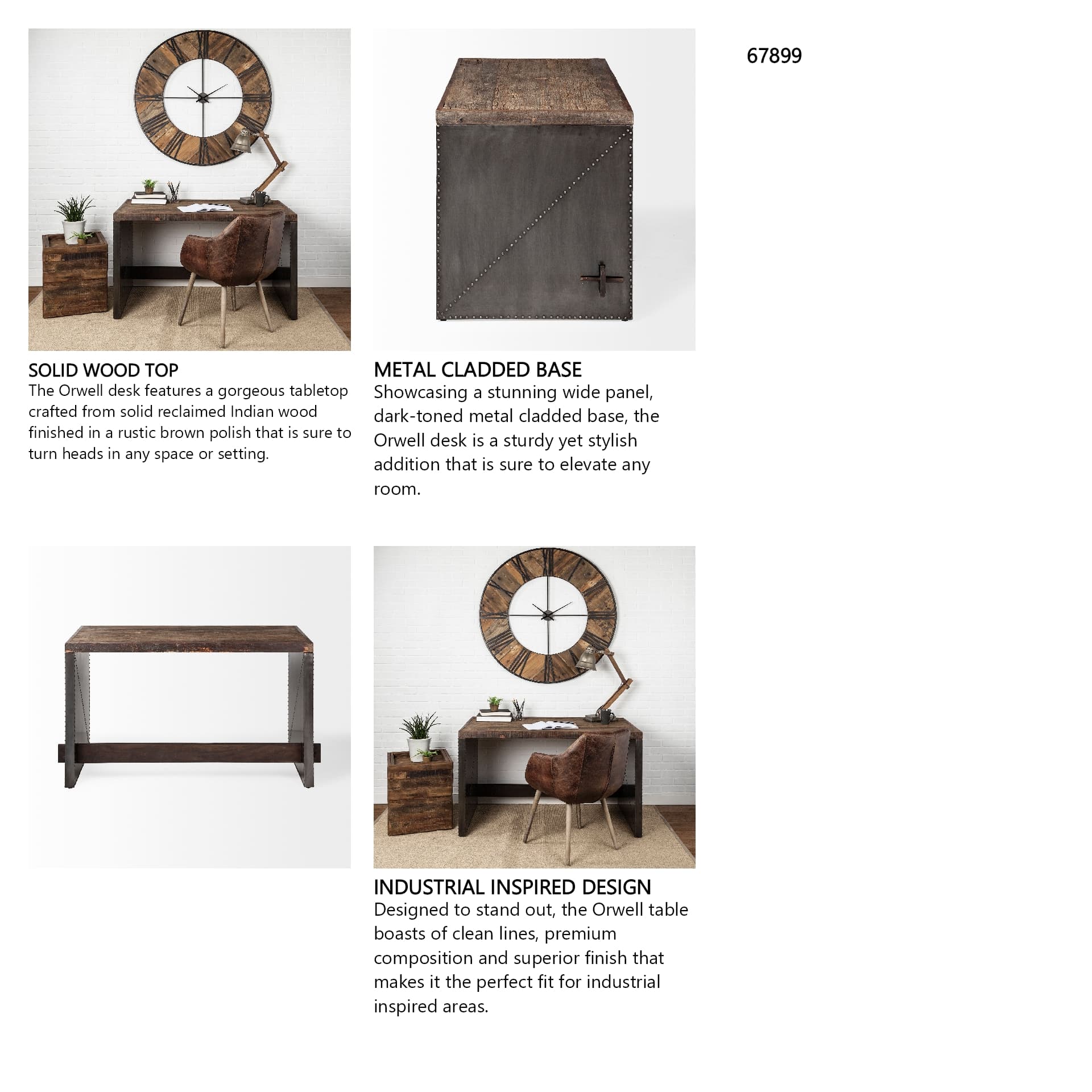 Orwell 52L x 28W Brown Wood Top Metal Cladded Frame Office Desk — in a styled room