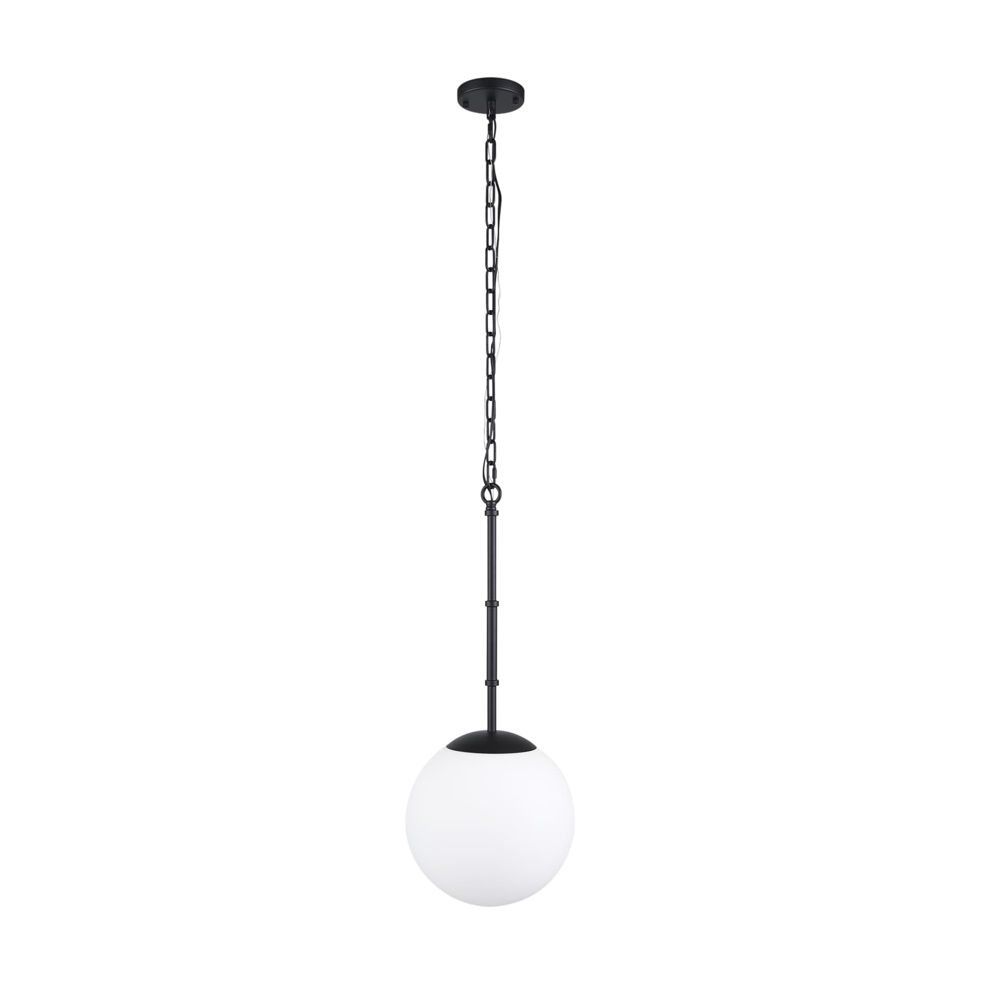 Edie Matte Black Metal w/ Frosted Glass Globe 1-Light Pendant — product photograph
