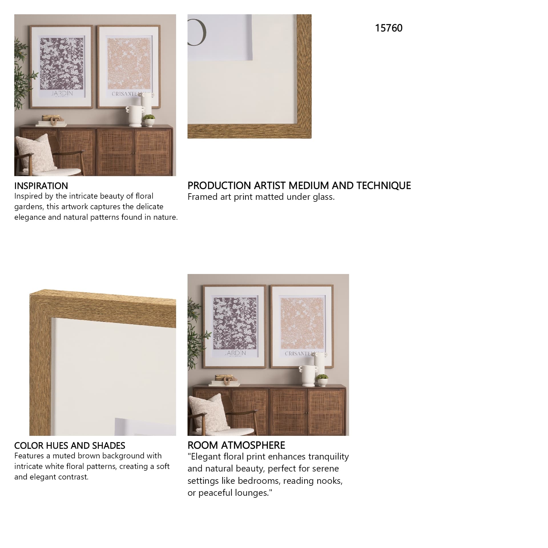Belleza En Flores I by Mercana Studio a Framed Art Print Matted under Glass — in a styled room