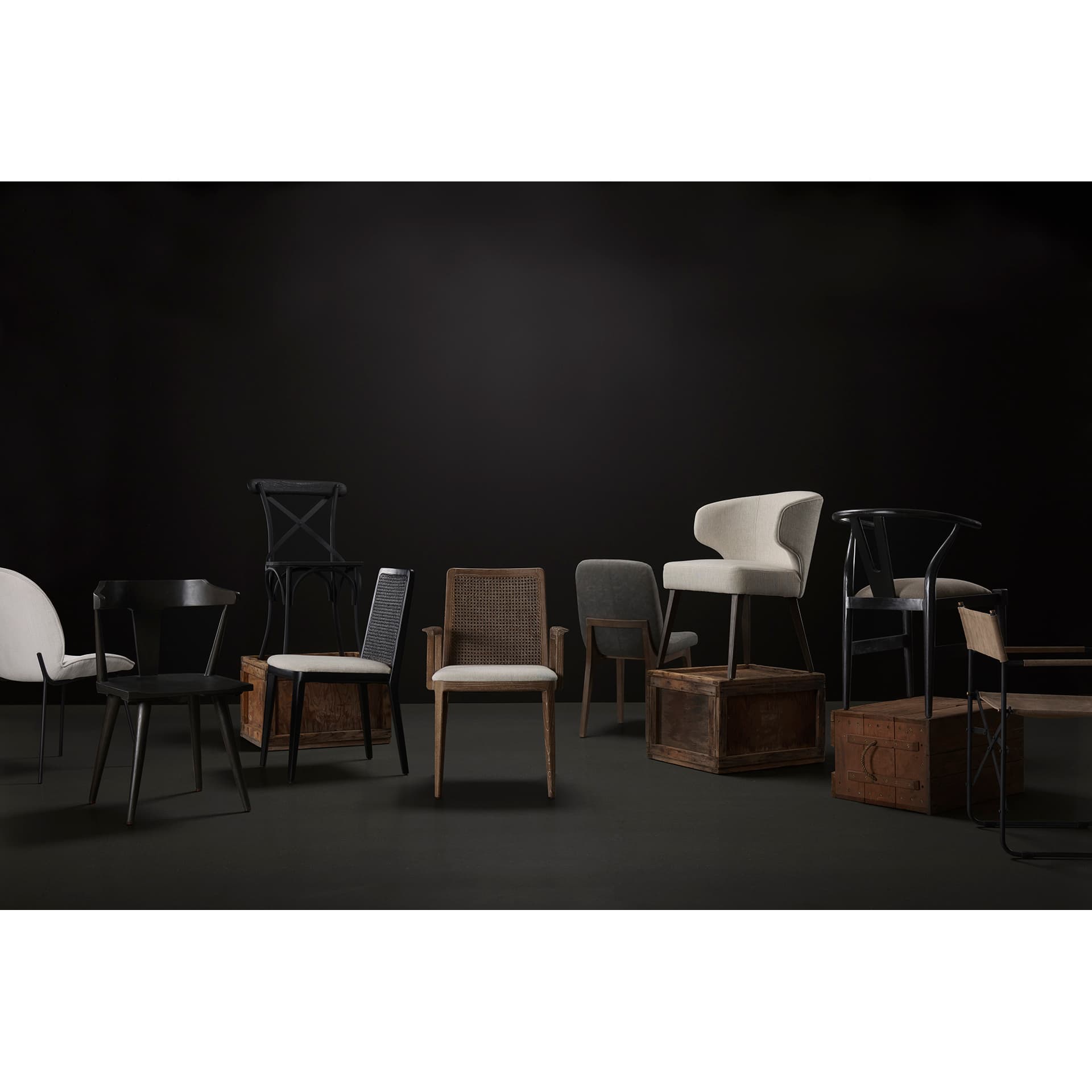 Inala Curved Back Dining Side Chair | White Fabric w/ Black Metal — product photograph