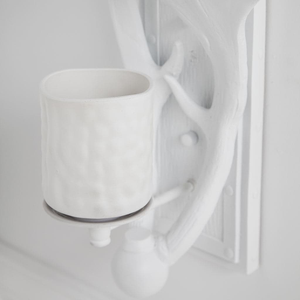 Rockland 8x19.5 White Resin Antlers Wall Sconce — product photograph