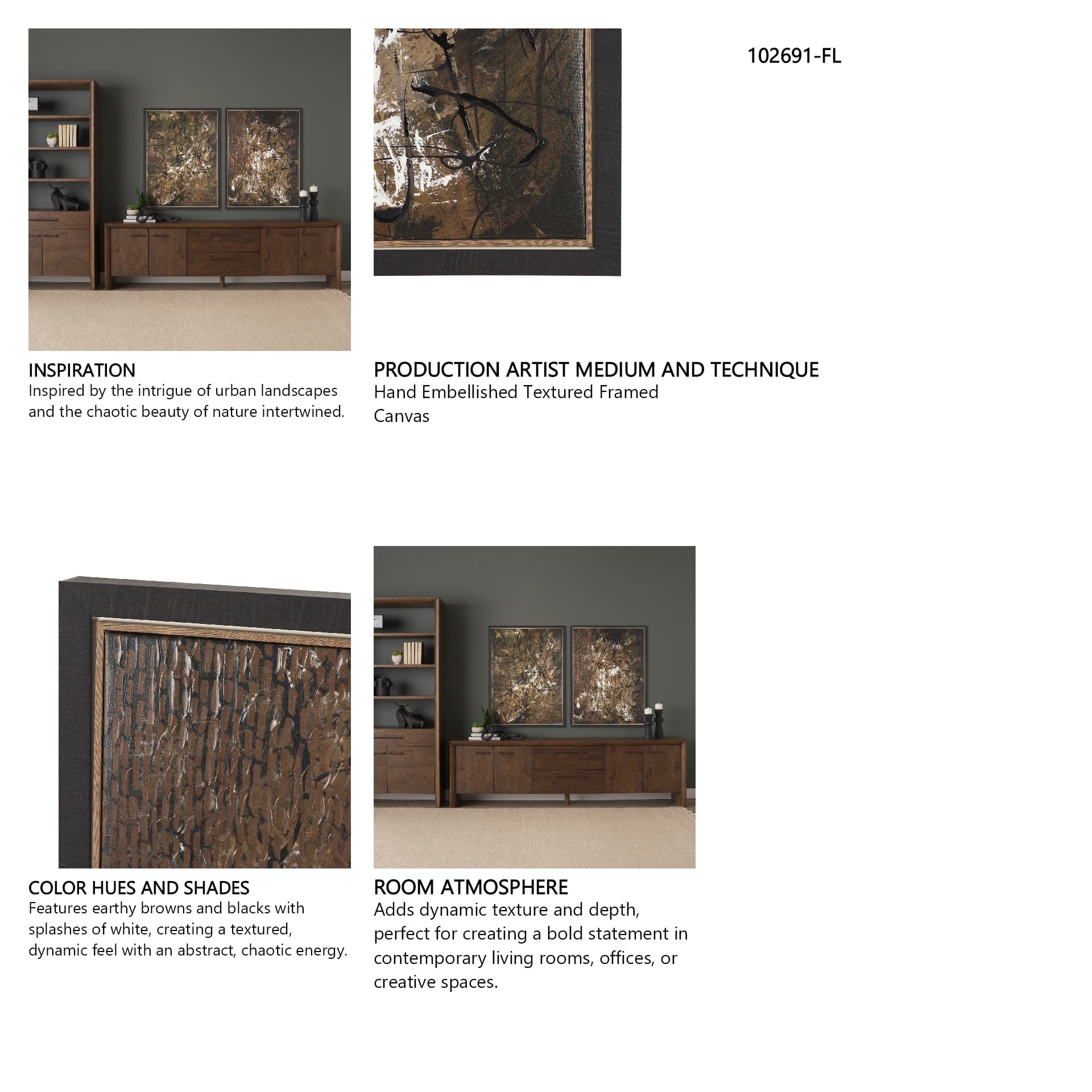 Chaos & Order II by Chad Warren a Hand Embellished Textured Framed Canvas — in a styled room