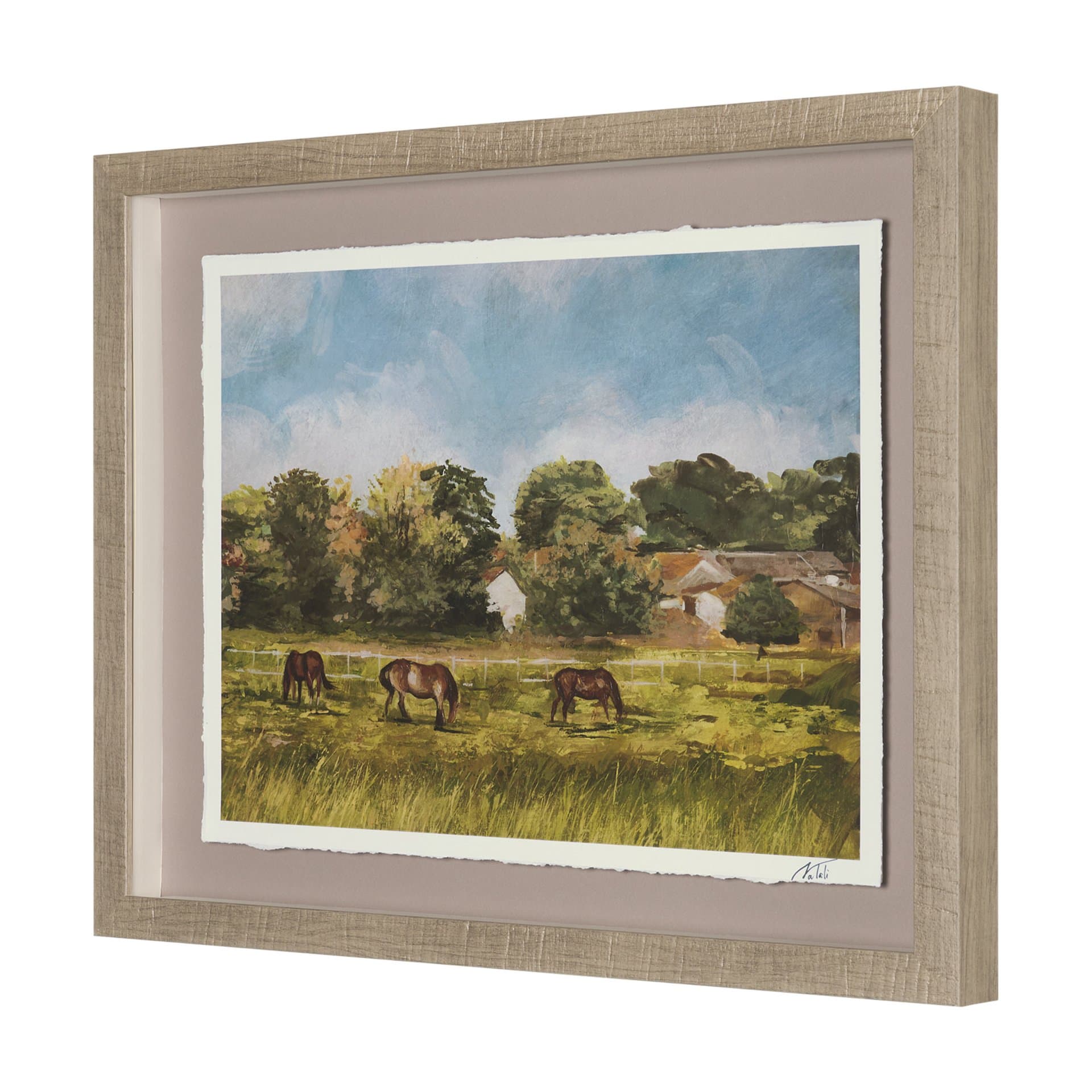 Country View(Set of 6) by Mercana Studio Hand-Embellished Textured Framed Artwork Matted under Glass — product photograph