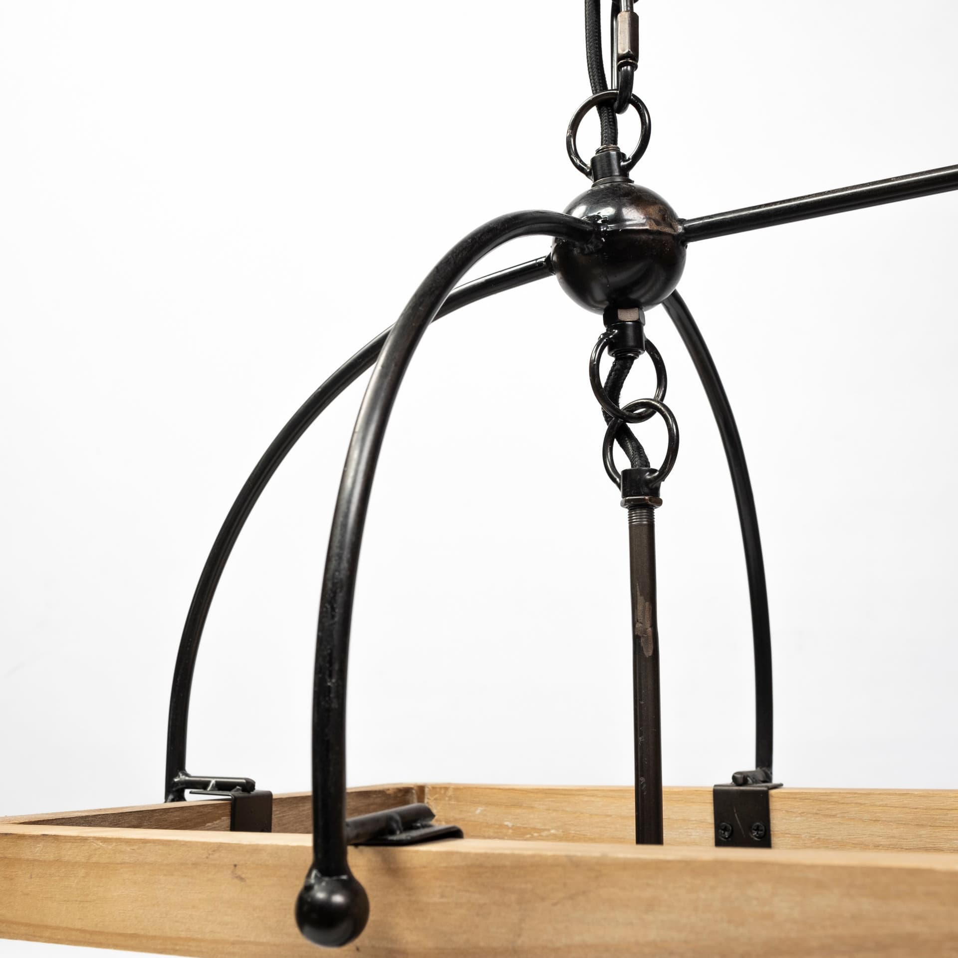 Josie (42"x14.5"x20") Natural Wood Chassis Six Light Chandelier — product photograph