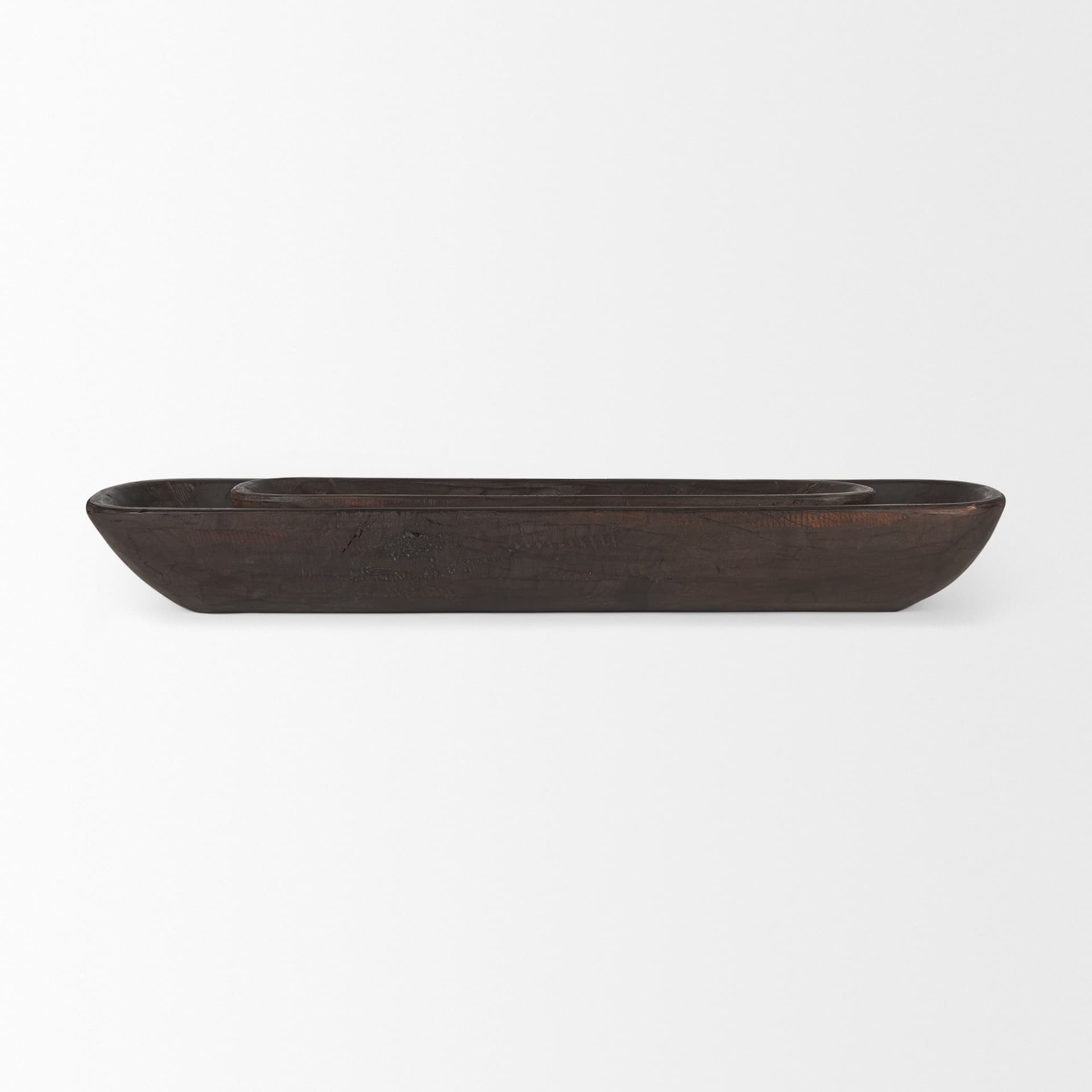 Athena Set of 2 Extra Large Black-Brown Reclaimed Wood Trays — product photograph