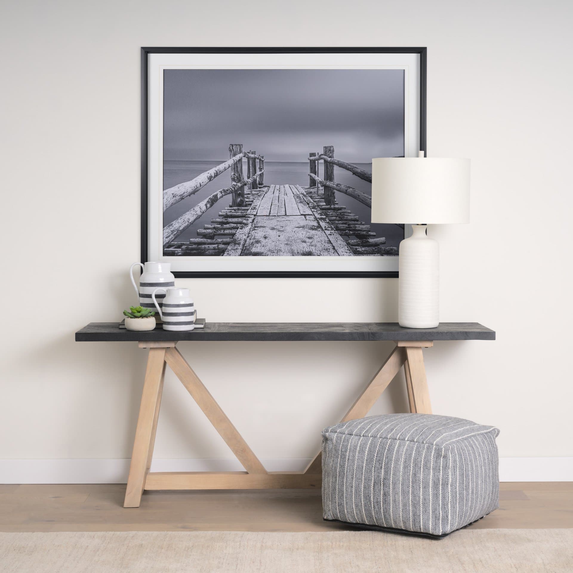 Where Water Waits by Chad Mackay Textured FramedPhoto Print Matted under Glass — in a styled room