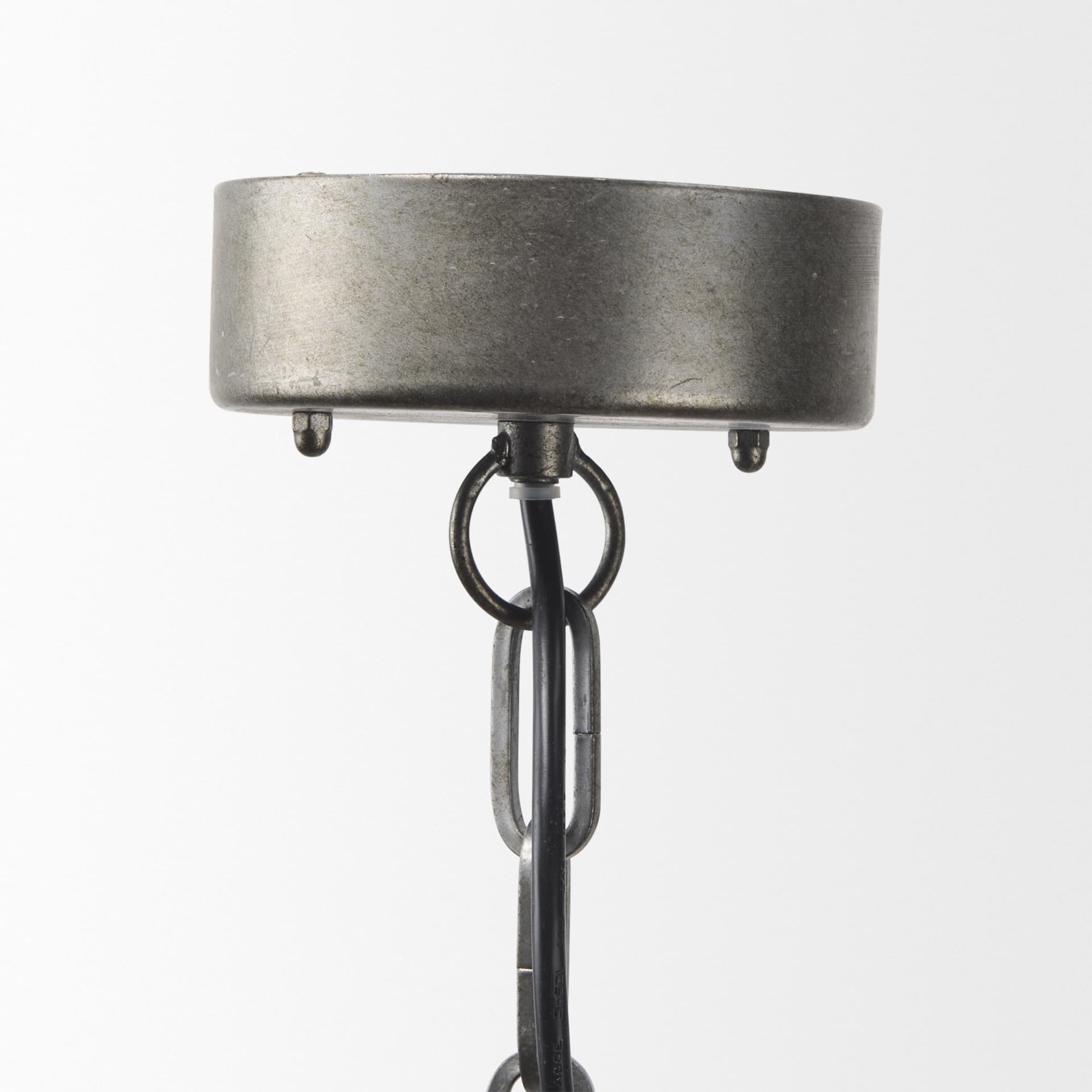 Selma White Wood Bead and Metal Chandelier — product photograph