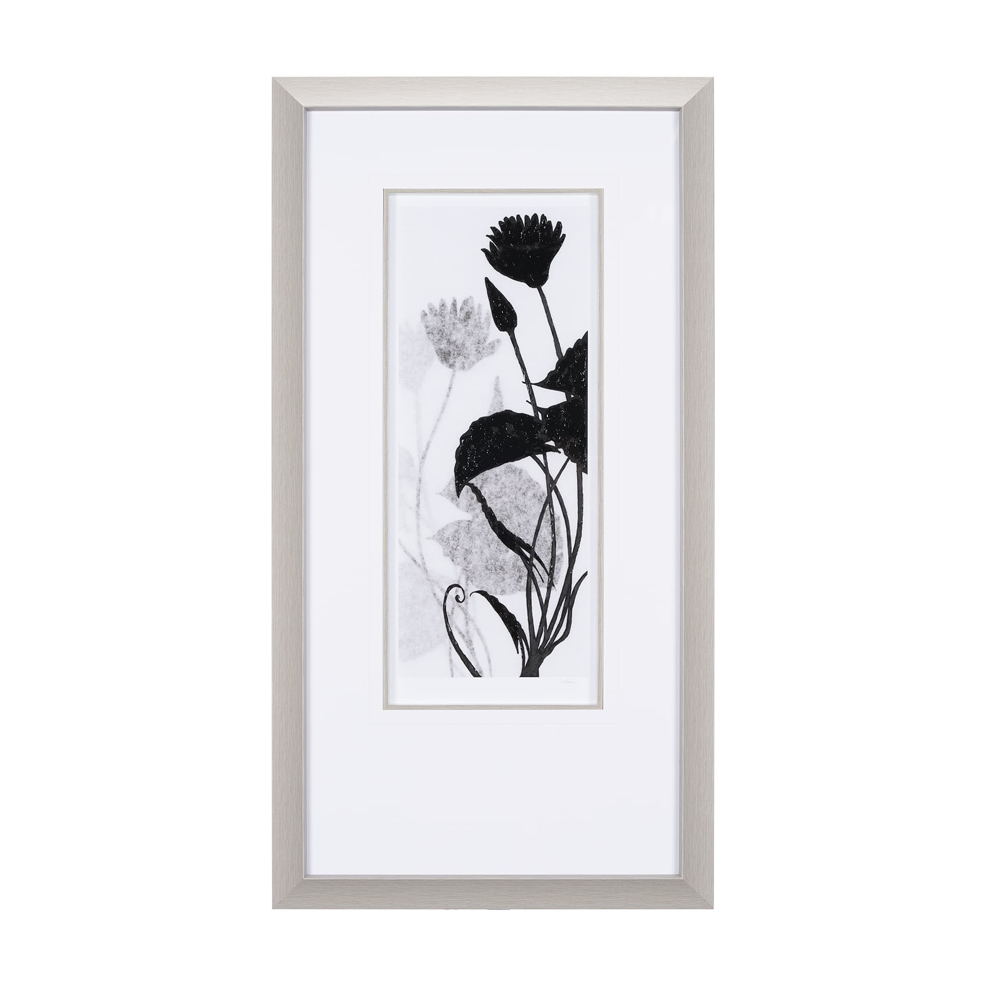 Floral Silhouette III by Mercana Studio Hand Embellished Textured Framed Art Print Matted under Glas — product photograph
