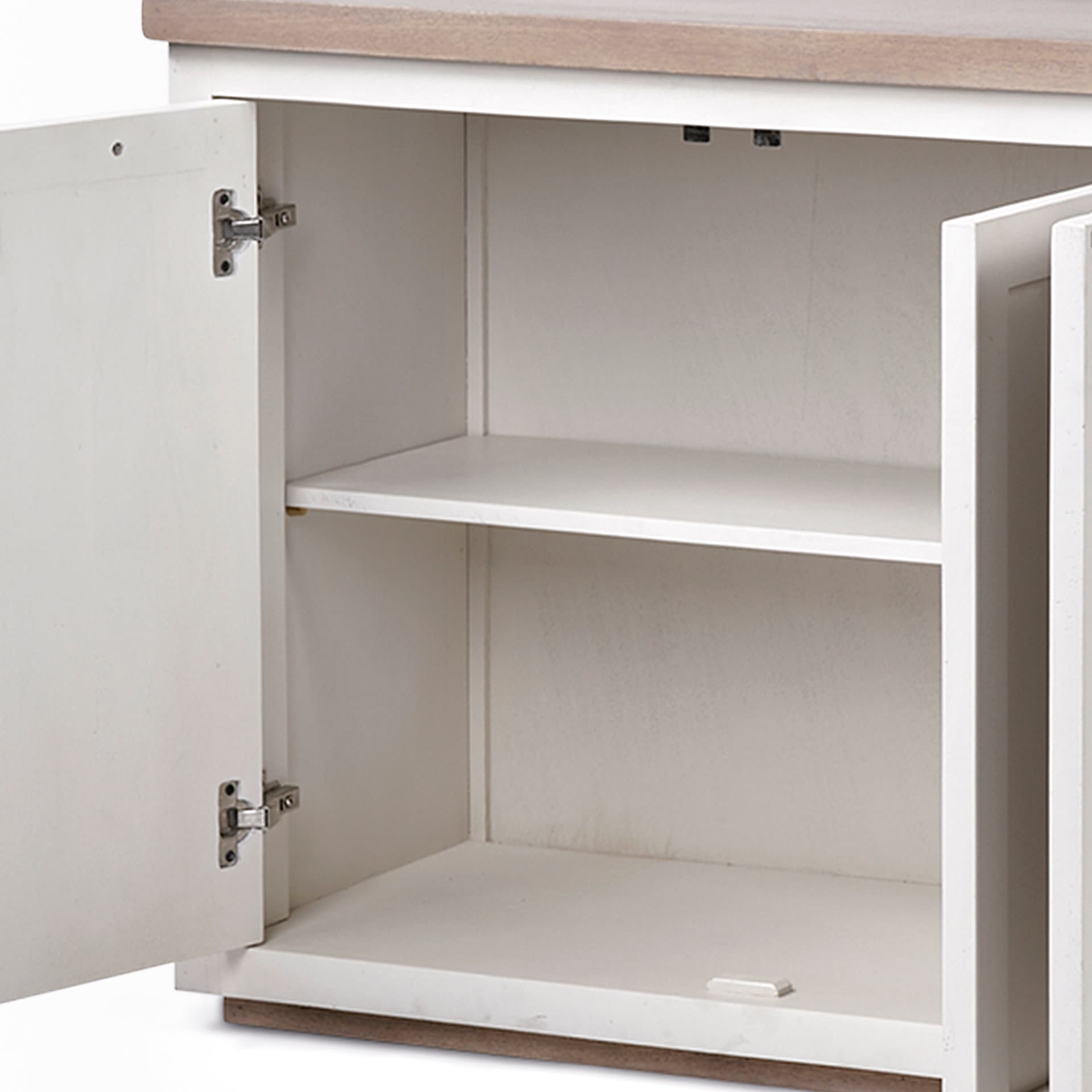 Fairview III Solid Wood Brown Top & White Frame 4 Cabinet Door Sideboard — product photograph