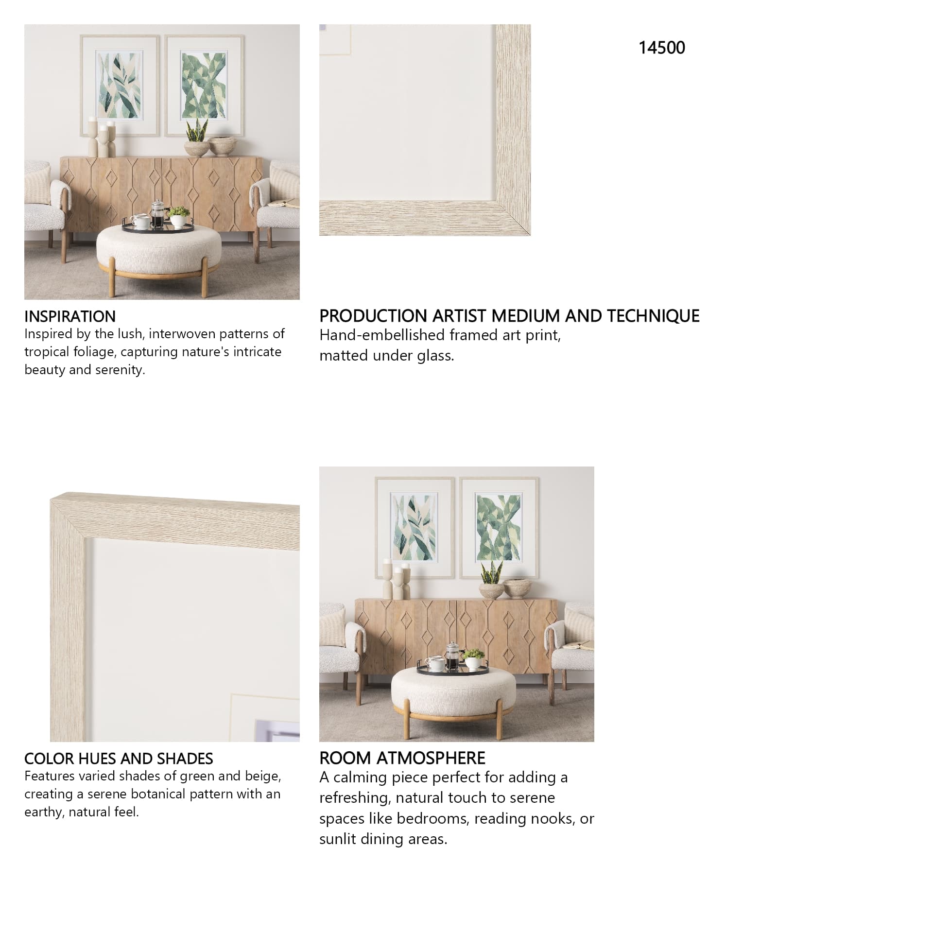 Variegated Patterns II by Mercana Studio Hand Embellished Framed Art Print Matted under Glass — in a styled room