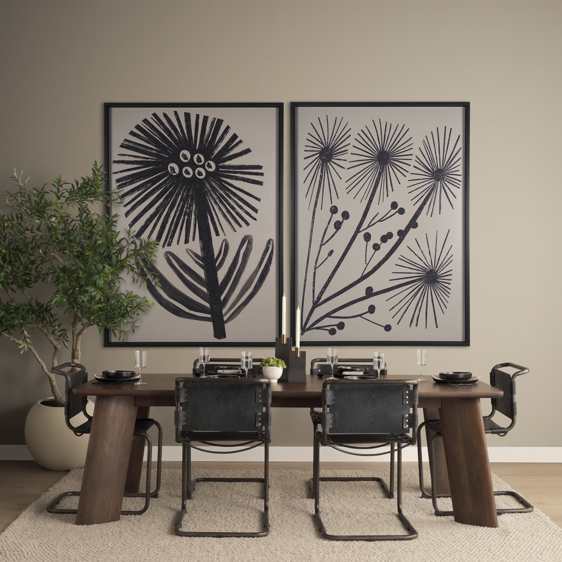 Simple Floral-Bloom by Mercana Studio a Hand Embellished Textured Framed Art Print — in a styled room