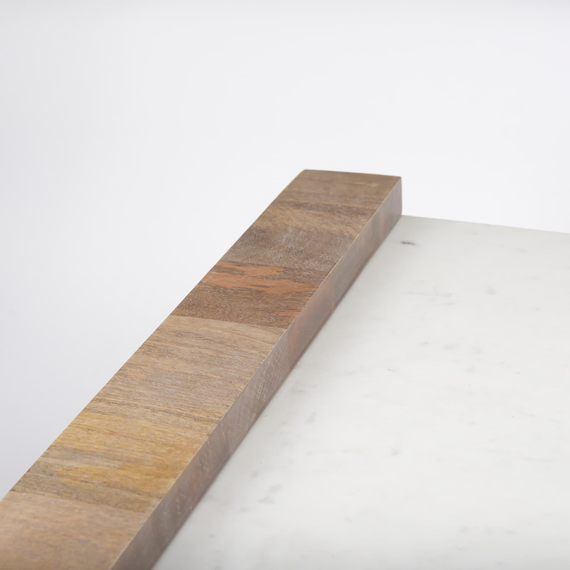 Athens Light Brown Wood w/ White Marble Accent Table — product photograph