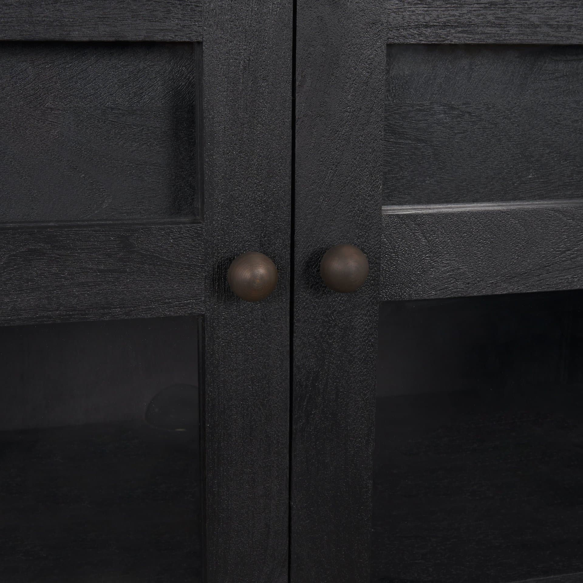 Suri Black Wood w/ Glass 4-Door Closed Sideboard — product photograph