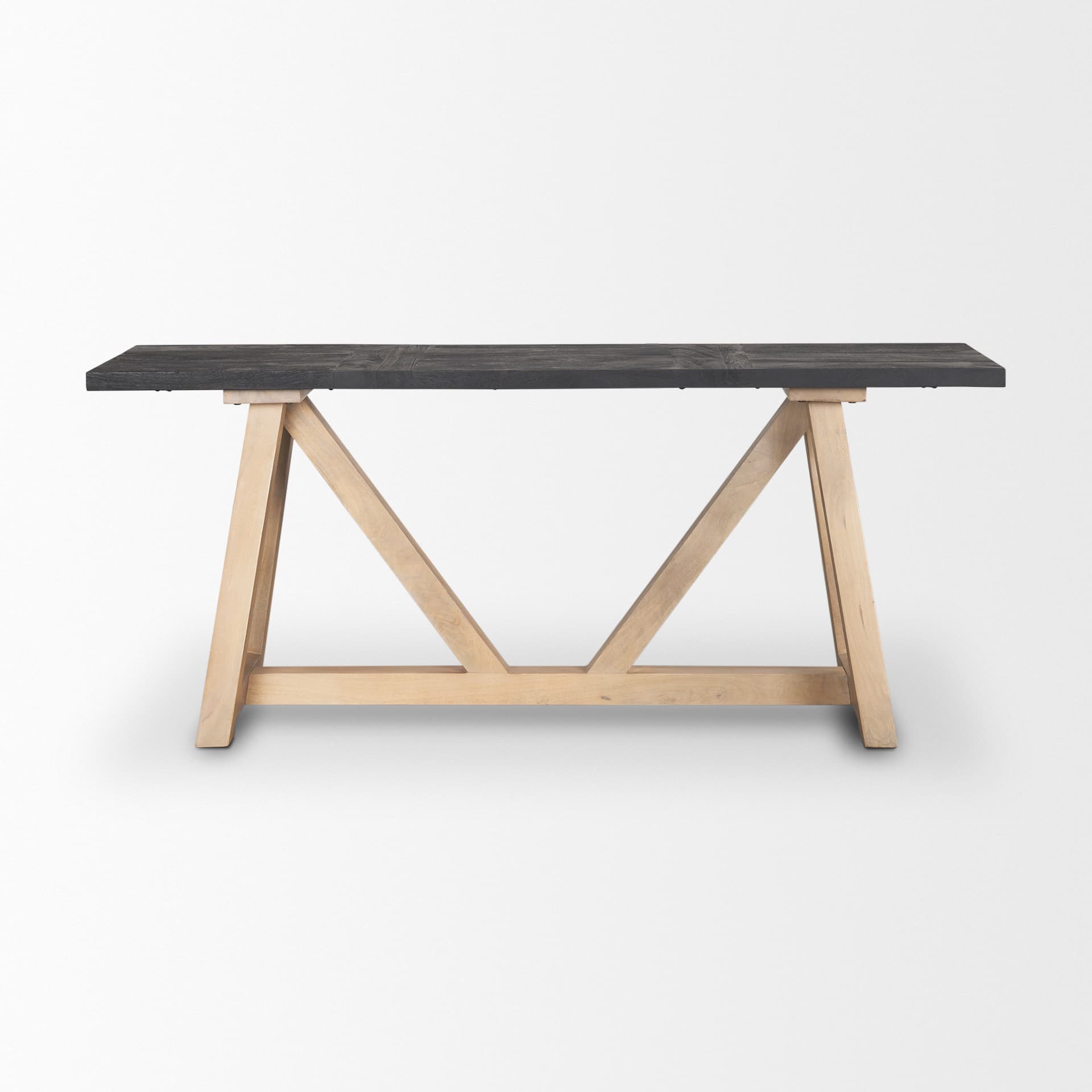 Rialto Two-Toned Black and Brown Wood Angular Leg Console Table — product photograph