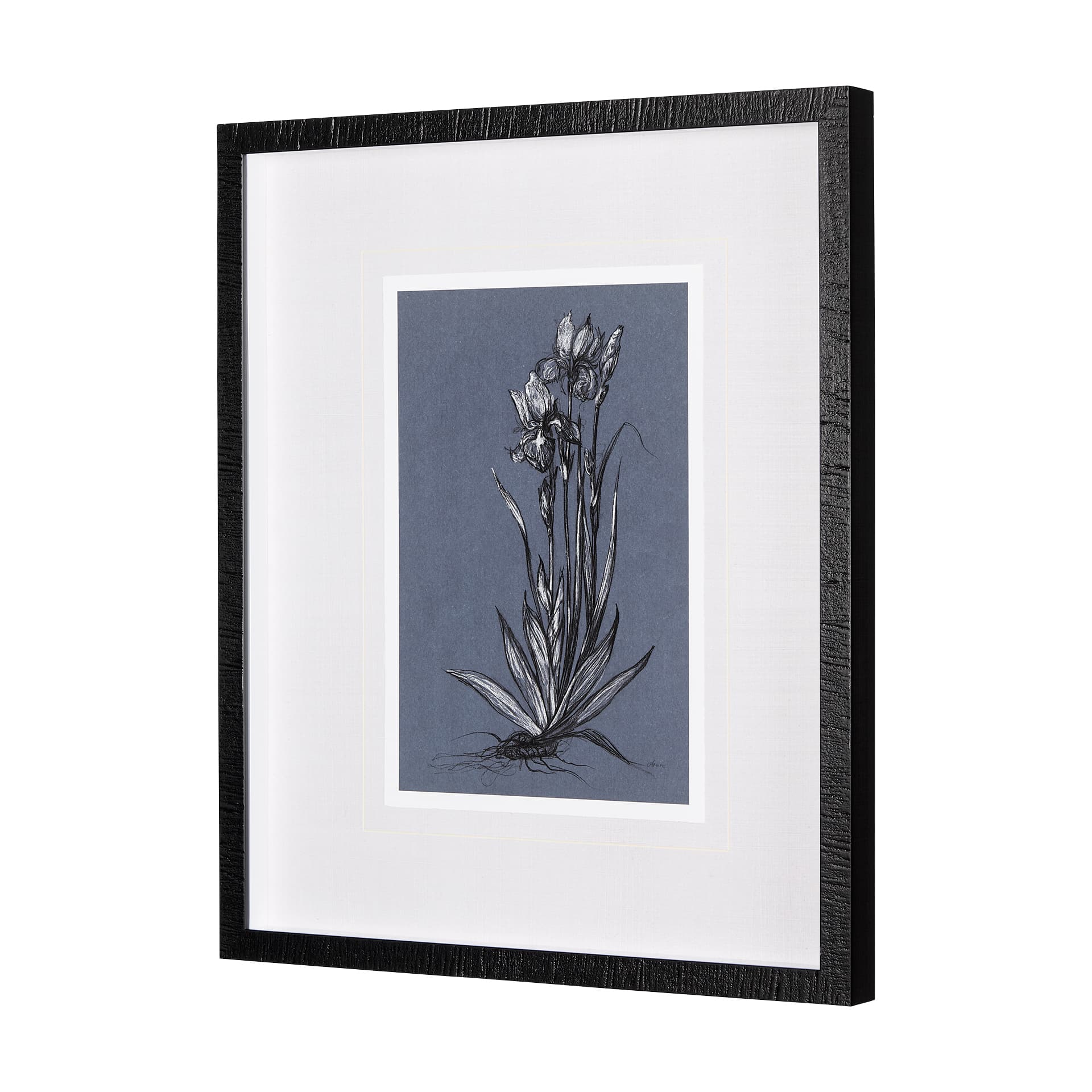 Botanical sketches IV (Blue) by Mercana Studio Hand Embellished Framed Art Print Matted under Glass — product photograph