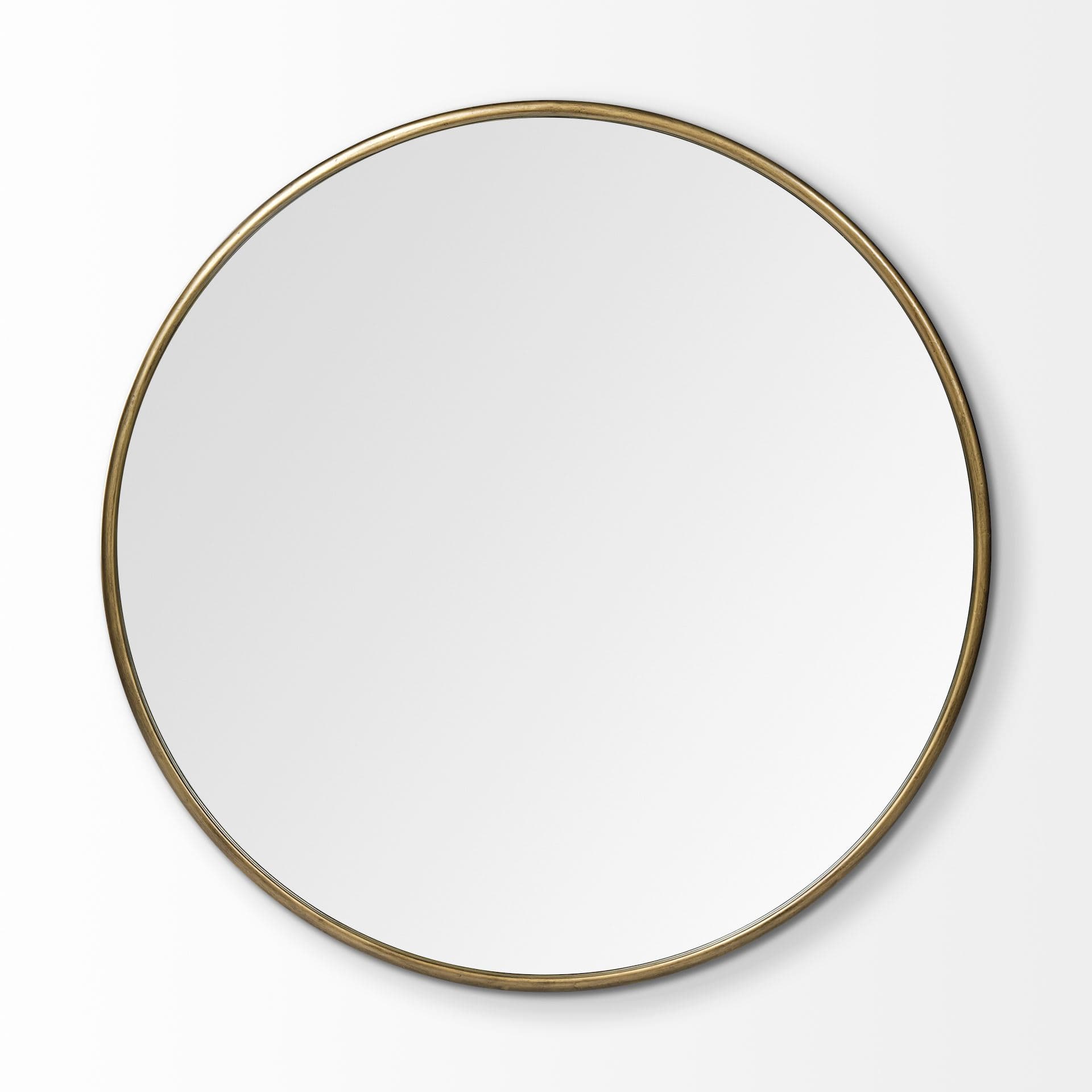 Piper 47.2L x 1.0W x 47.2H Large Gold Metal Round Wall Mirror — product photograph