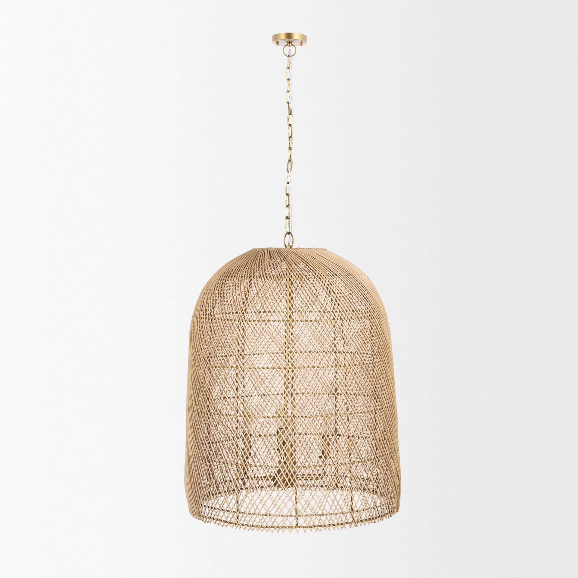 Thad 4-Light Natural Woven Rattan Foyer Chandelier — product photograph