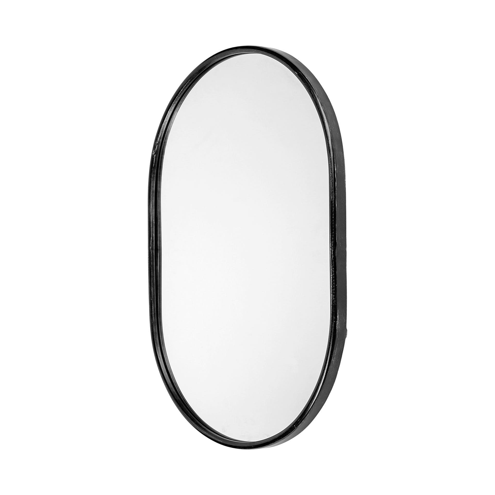 Sylvia II 24"x35" Oval Black Metal Frame Mirror — product photograph