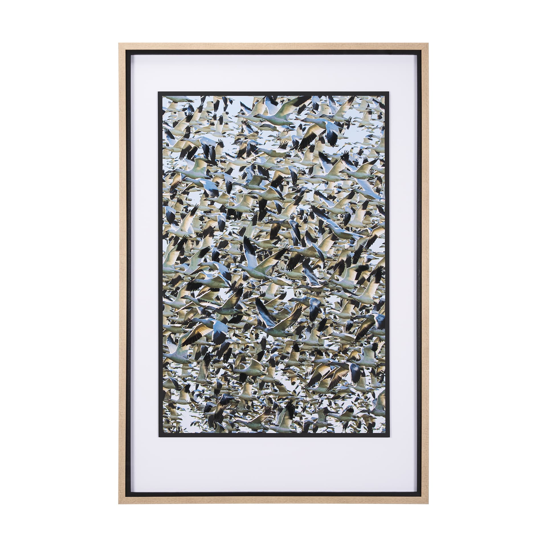 Snowgoose Migration 2 by Gary Blatter Hand Embelished Textured Framed Art Print Matted under Glass — product photograph