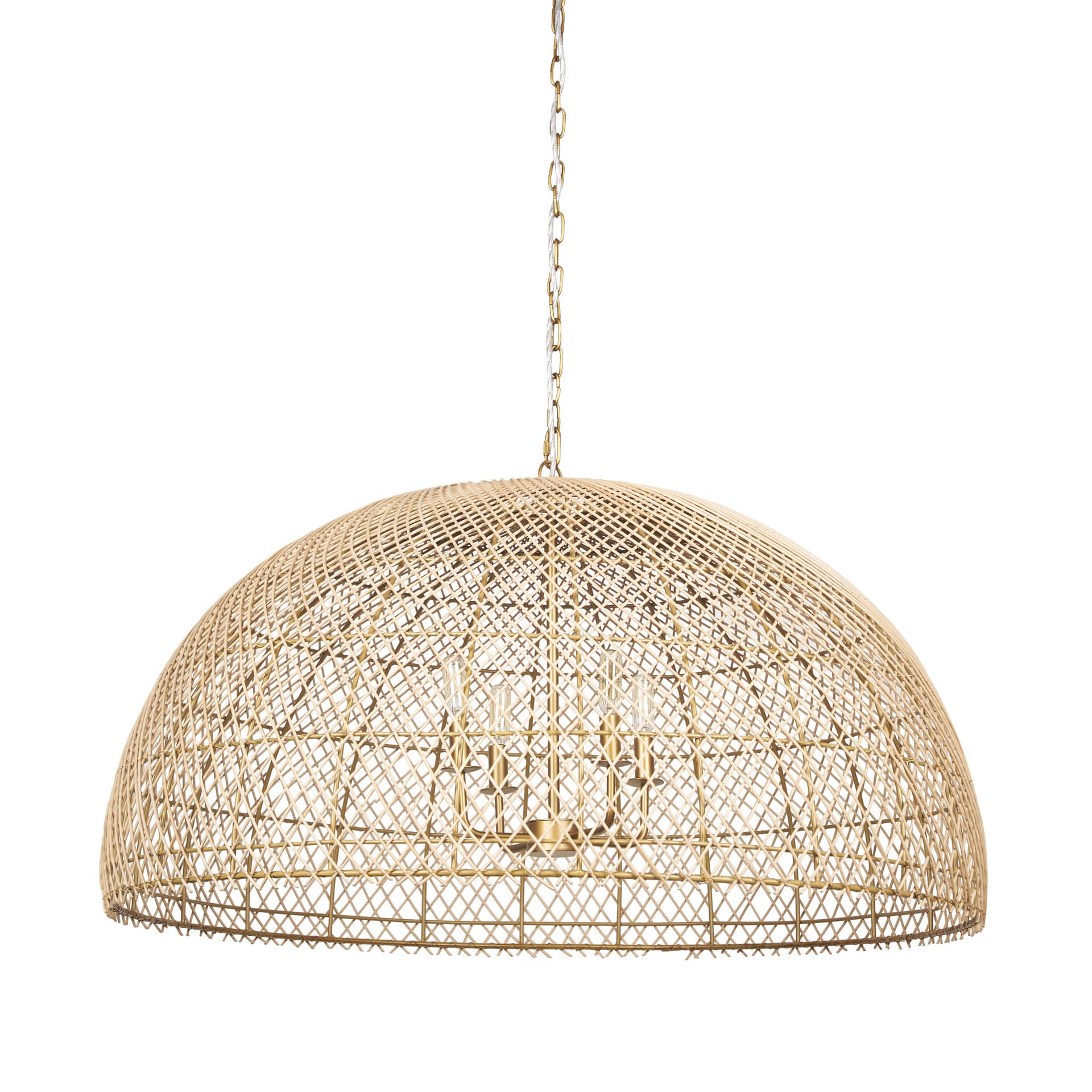 Thad 4-Light Natural Woven Rattan Dome Chandelier — product photograph