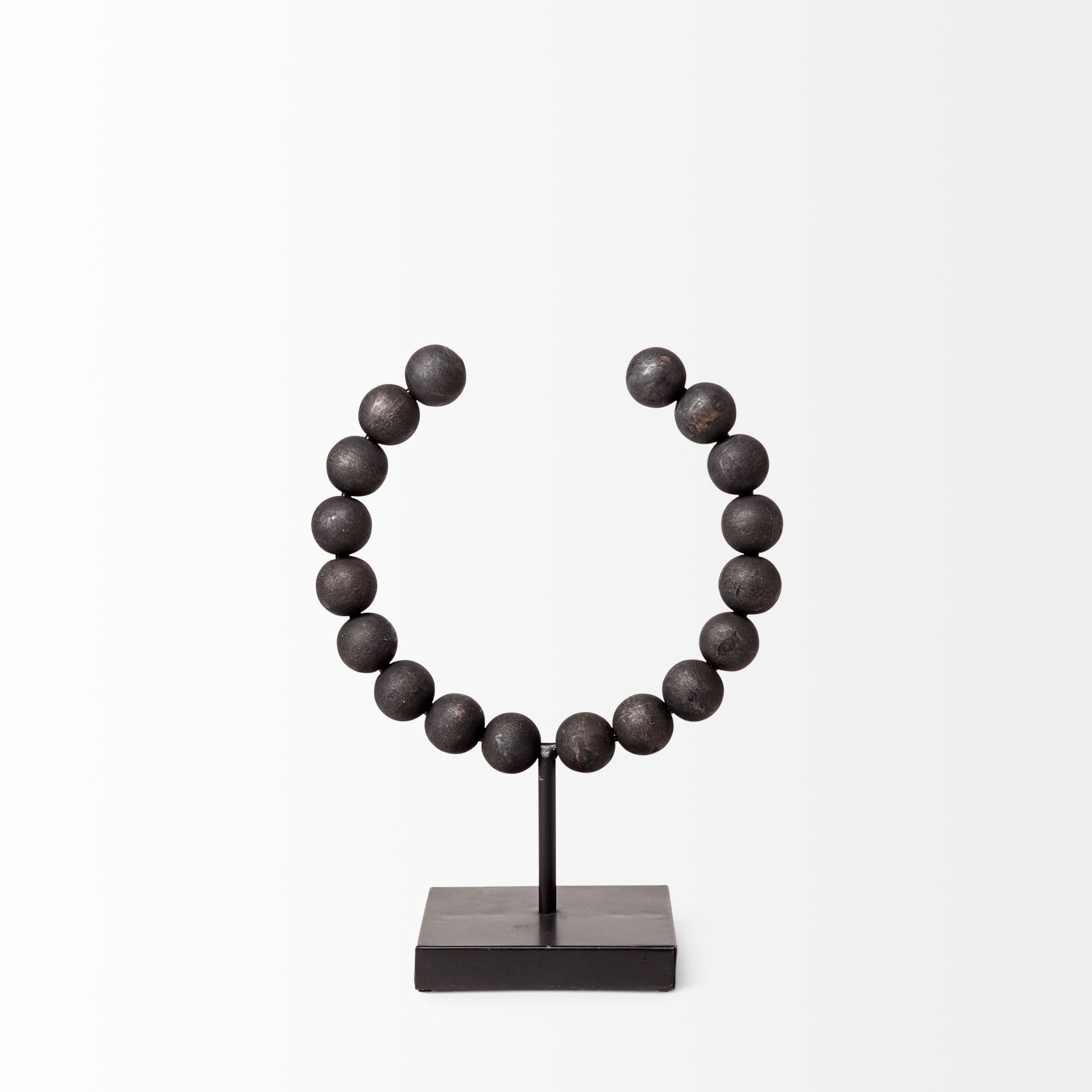 Tulane I (Small) 9L x 5W Black Beaded Broken Sphere Decorative Object — product photograph