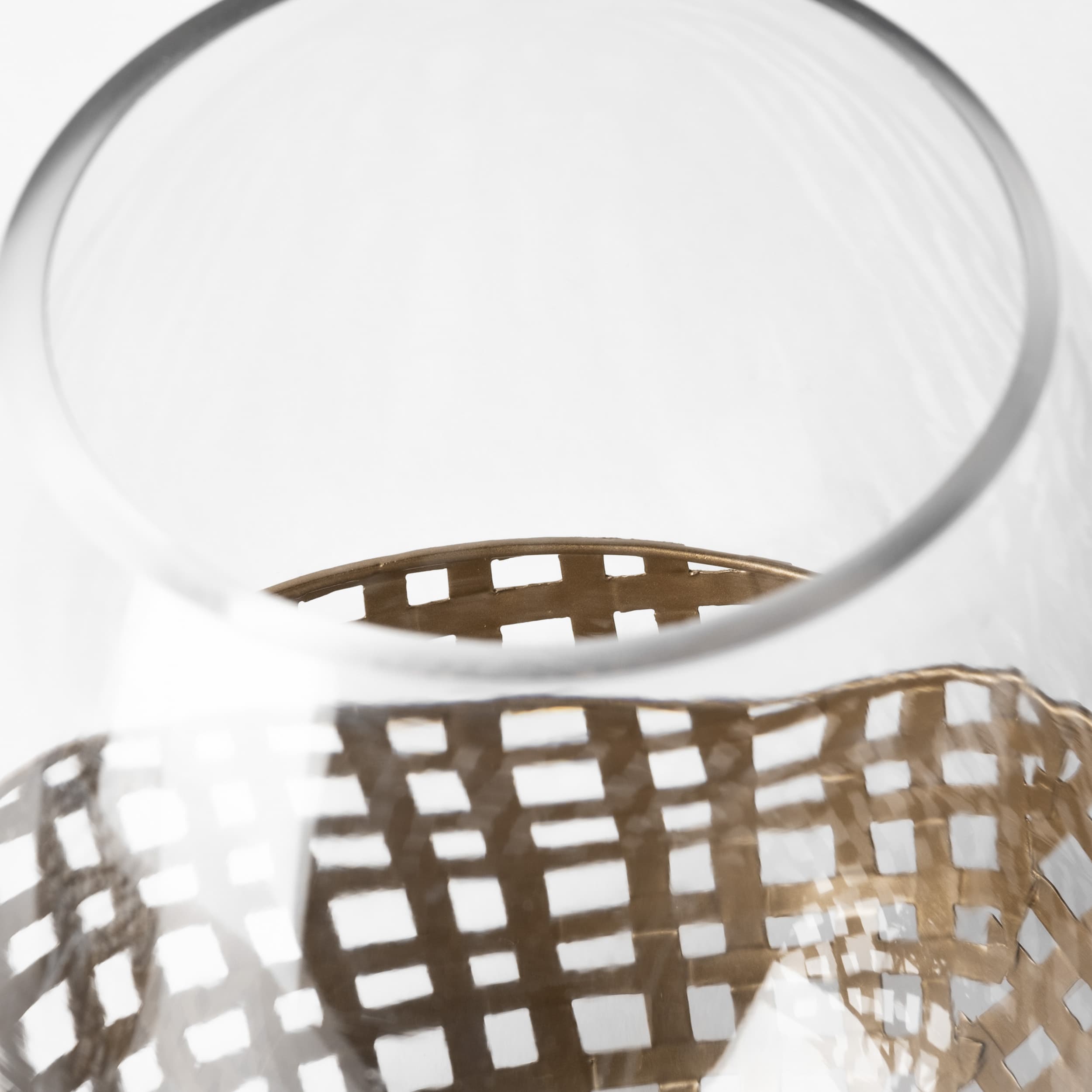 Reena II Large Gold Woven Metal Base Table Candle Holder — product photograph