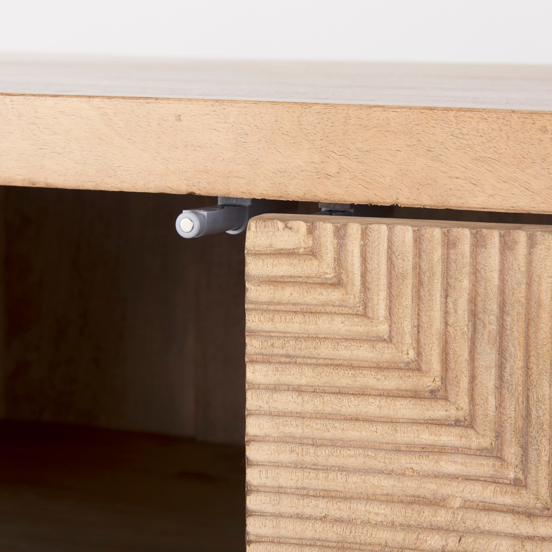 Cairo 78x19 Brown Solid Wood Black Metal Base 4 Door Cabinet Sideboard — product photograph
