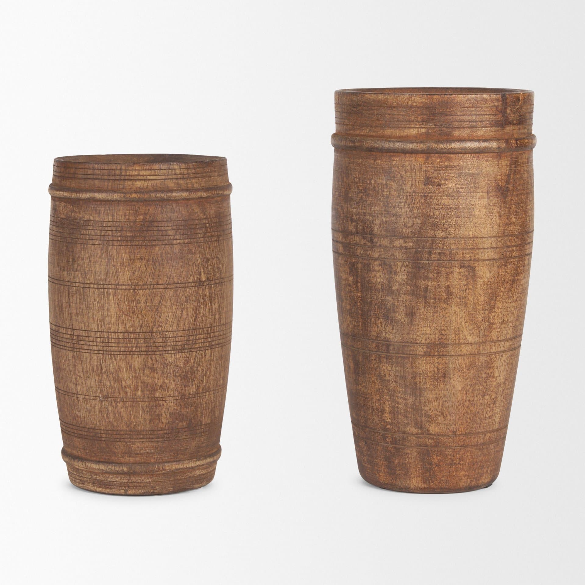 Porta Large Medium Brown Reclaimed Wooden Pot — product photograph