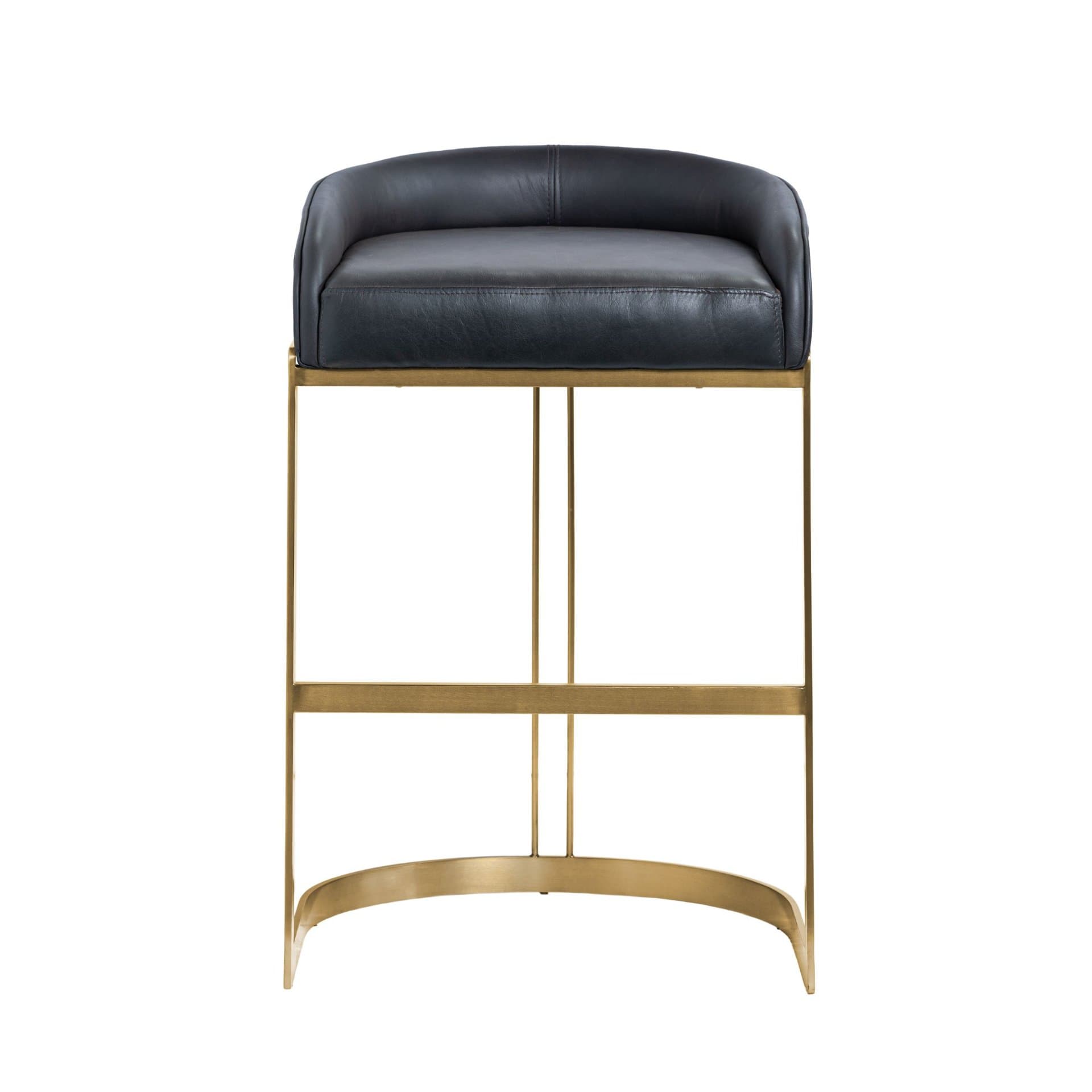 Hollyfield Low Back 28.75in Seat Bar Stool | Charcoal Brown Leather — product photograph
