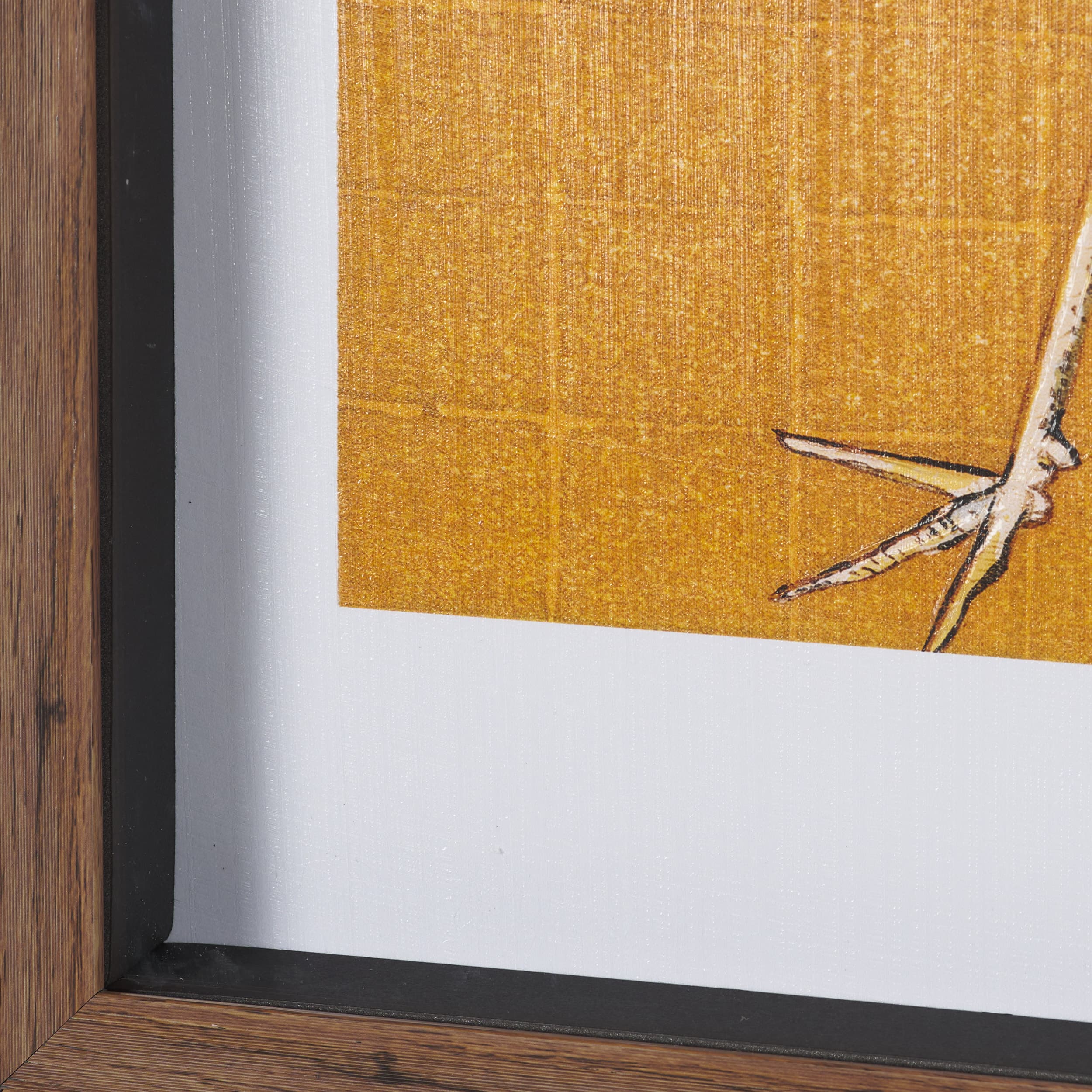 Japanese Red Crown Crane by Ogata Korin Hand-Embellished Textured Framed Artwork Matted under Glass — product photograph