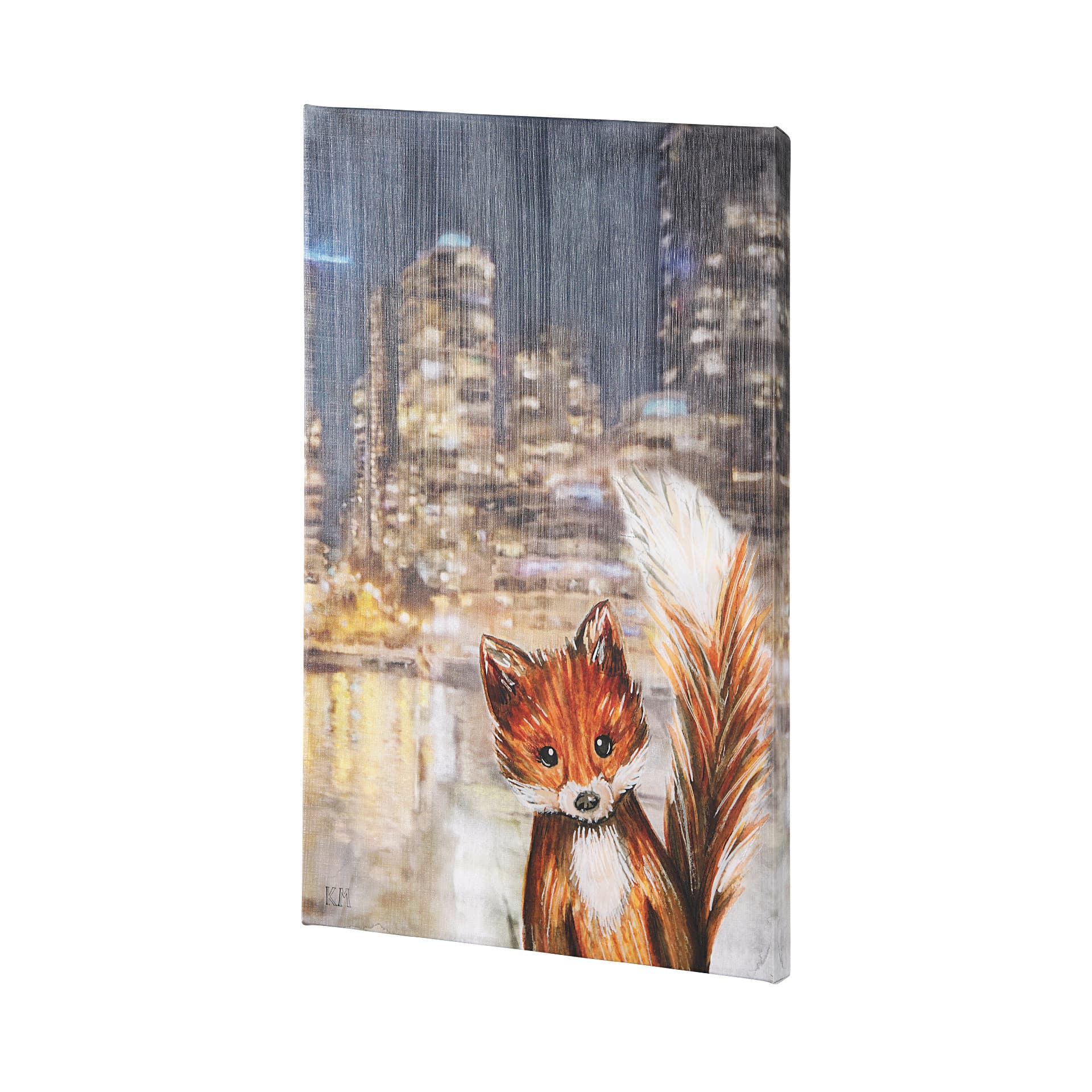 City Fox by Mercana Studio a Hand Embellished Textured Canvas — product photograph