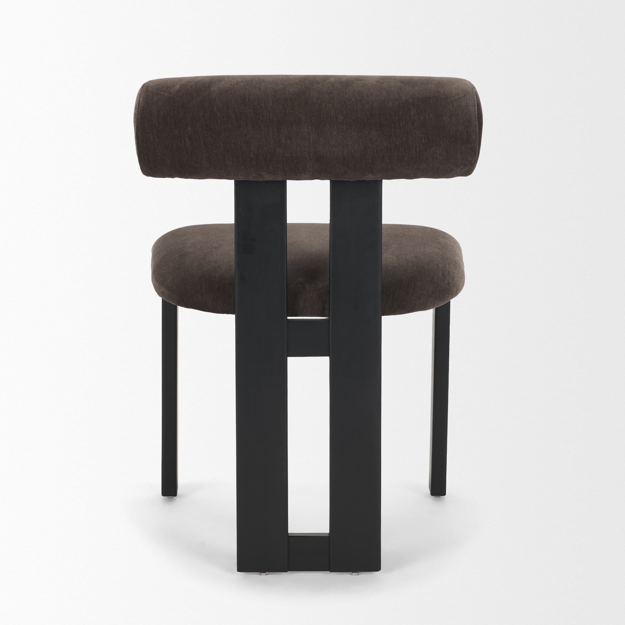 Tribeca Open Back Dining Side Chair | Charcoal Chenille w/ Black Wood — product photograph
