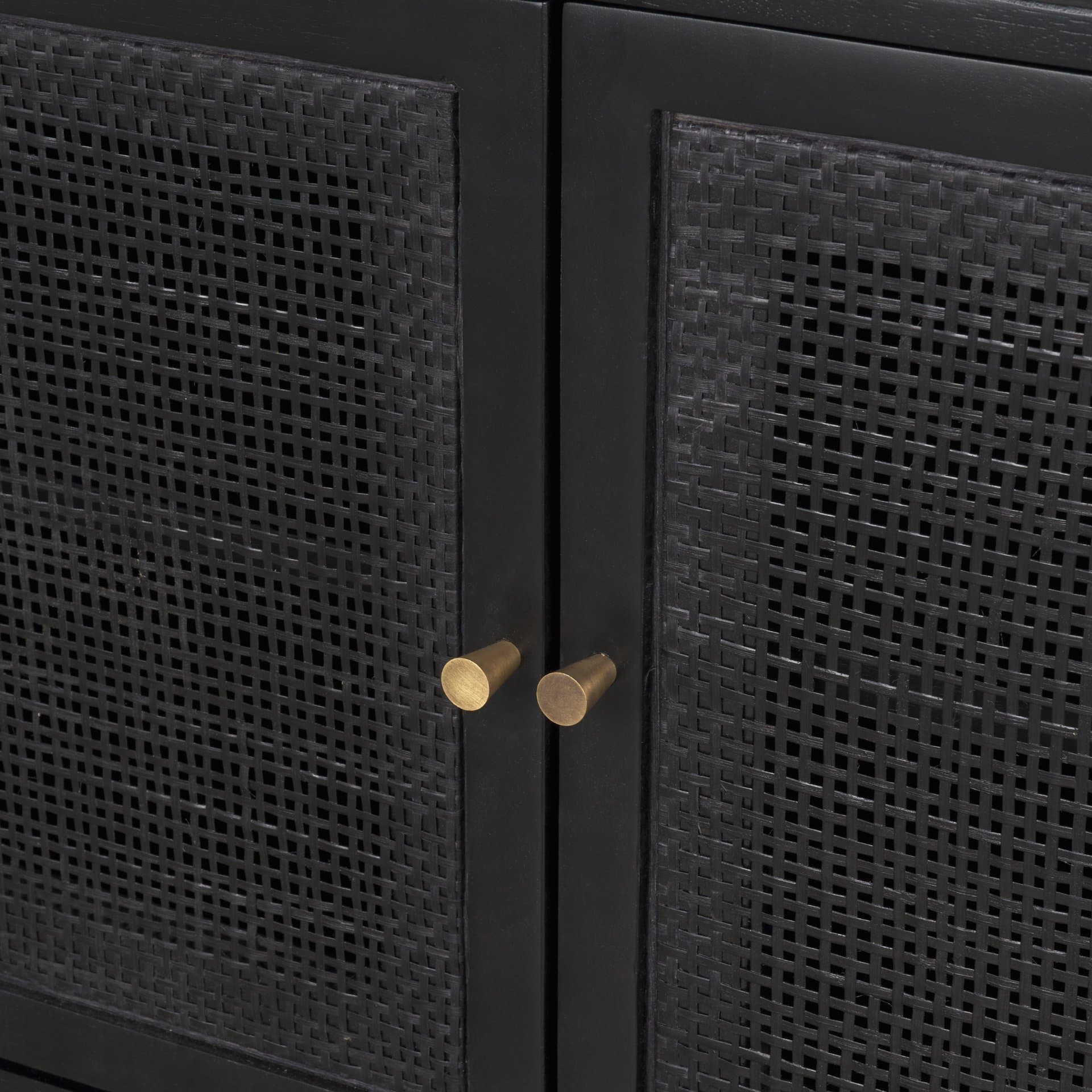 Grier 65" Black Solid Wood W/ Black Cane Media Console — product photograph
